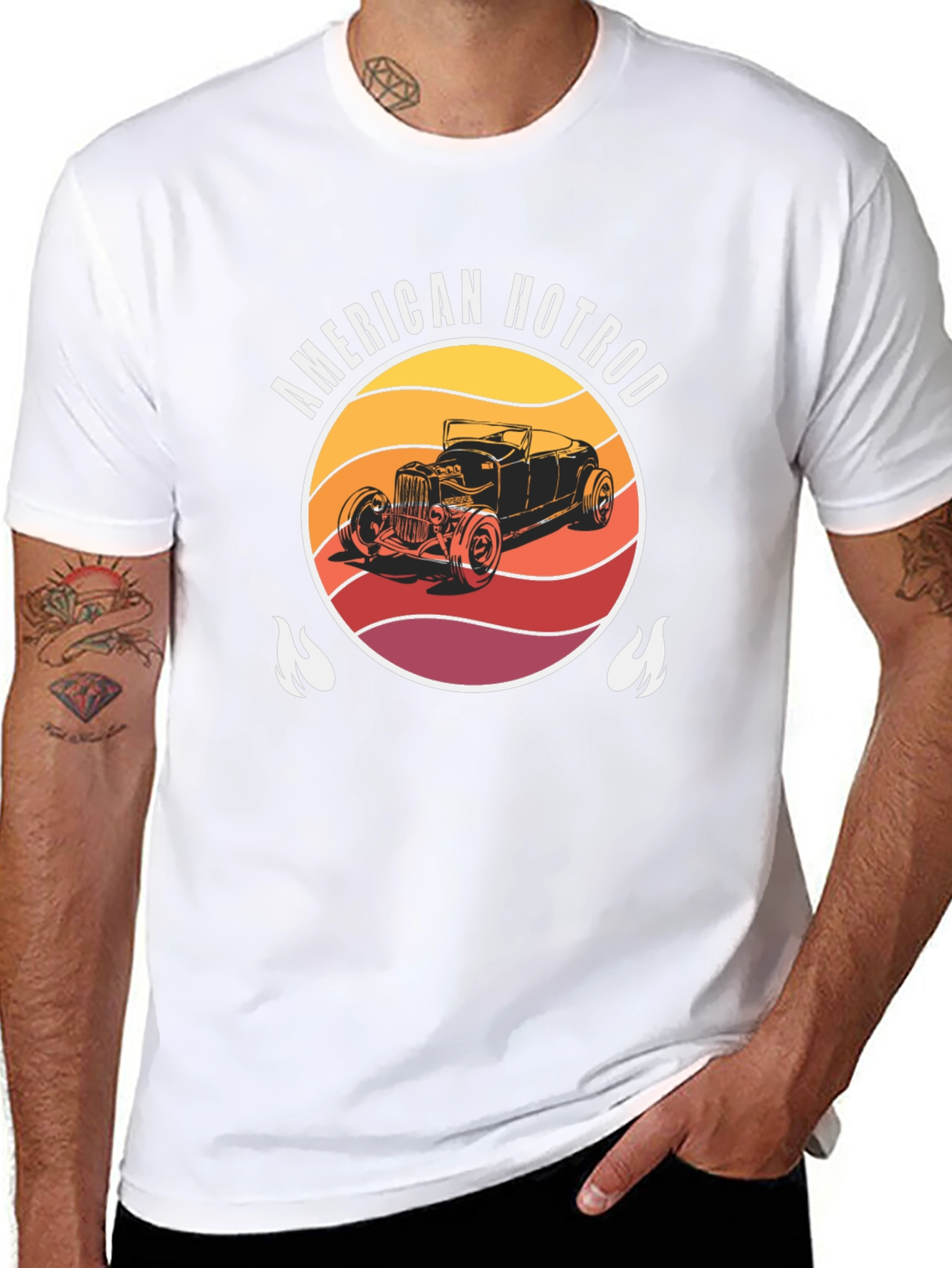 American Hotrod Graphic T-Shirt - Vintage Car Design