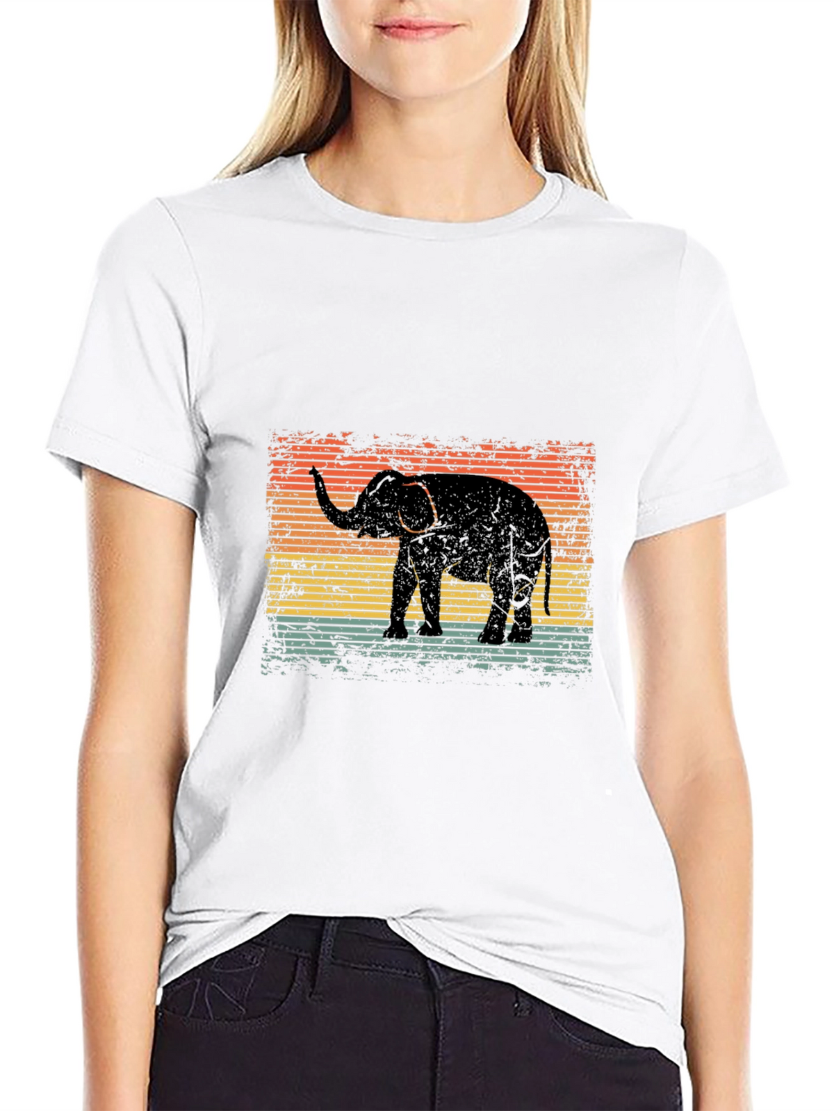 Vintage Elephant Graphic Black T-Shirt