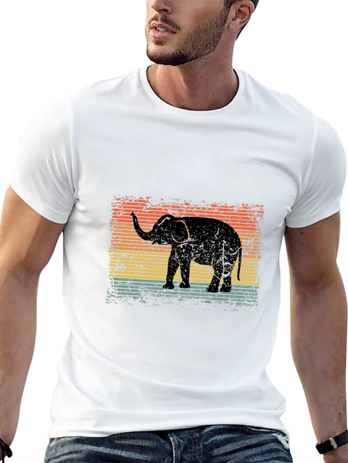 Vintage Elephant Graphic Black T-Shirt