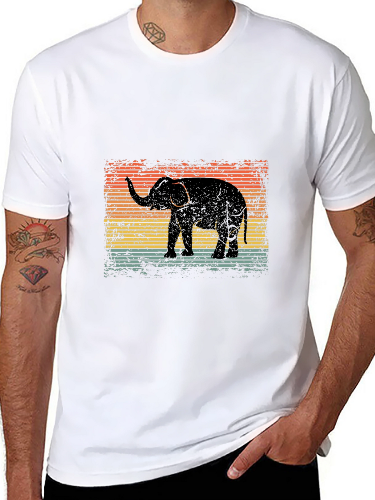 Vintage Elephant Graphic Black T-Shirt