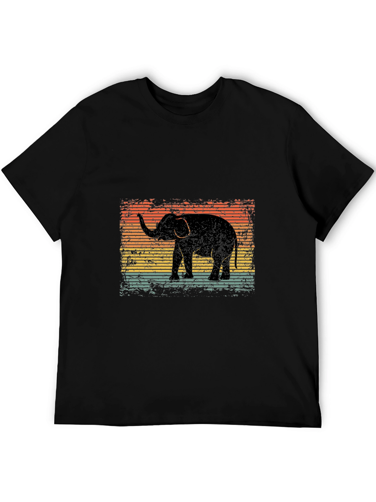 Vintage Elephant Graphic Black T-Shirt