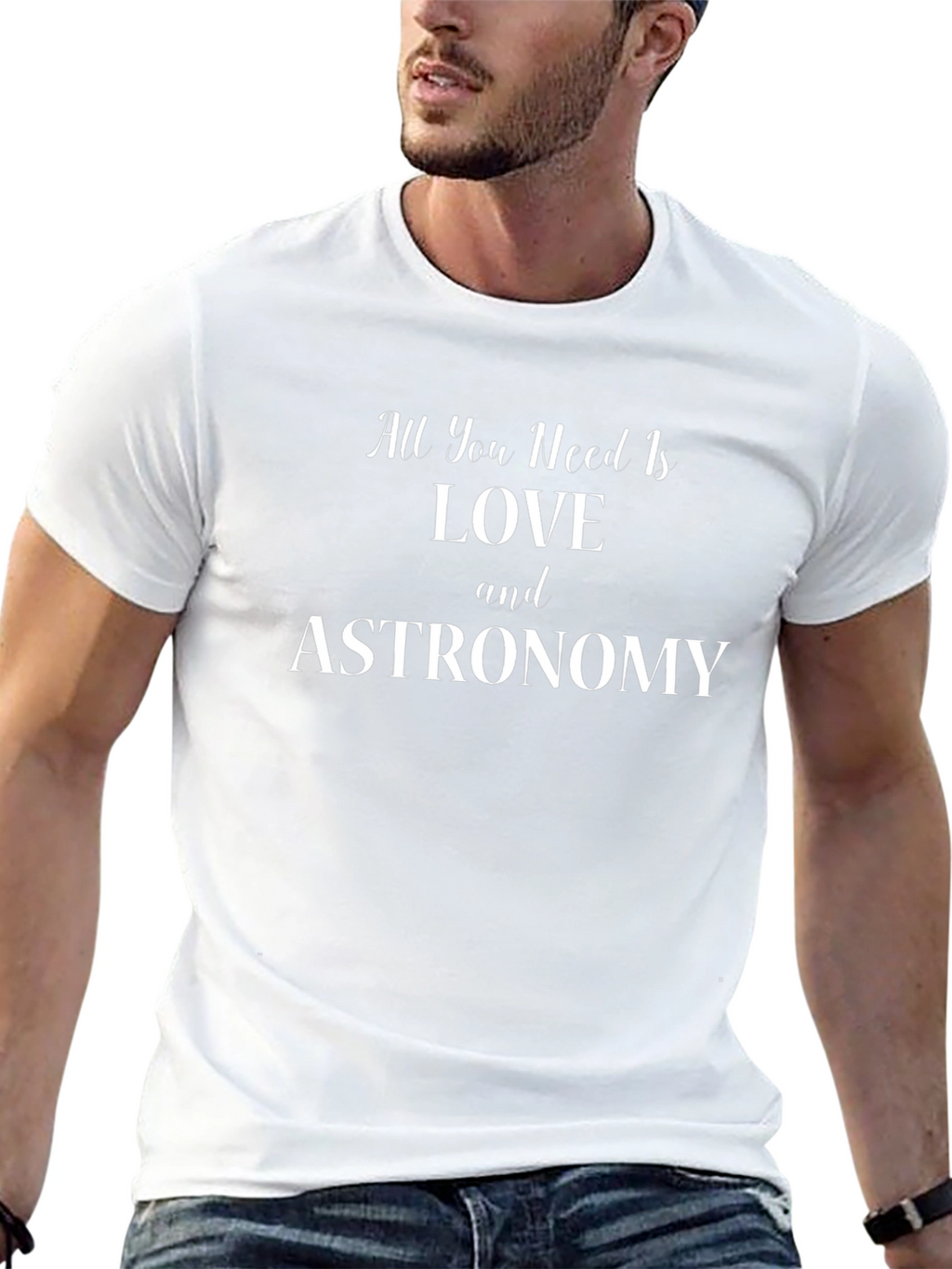 Love & Astronomy Graphic Tee - Black Cotton T-Shirt