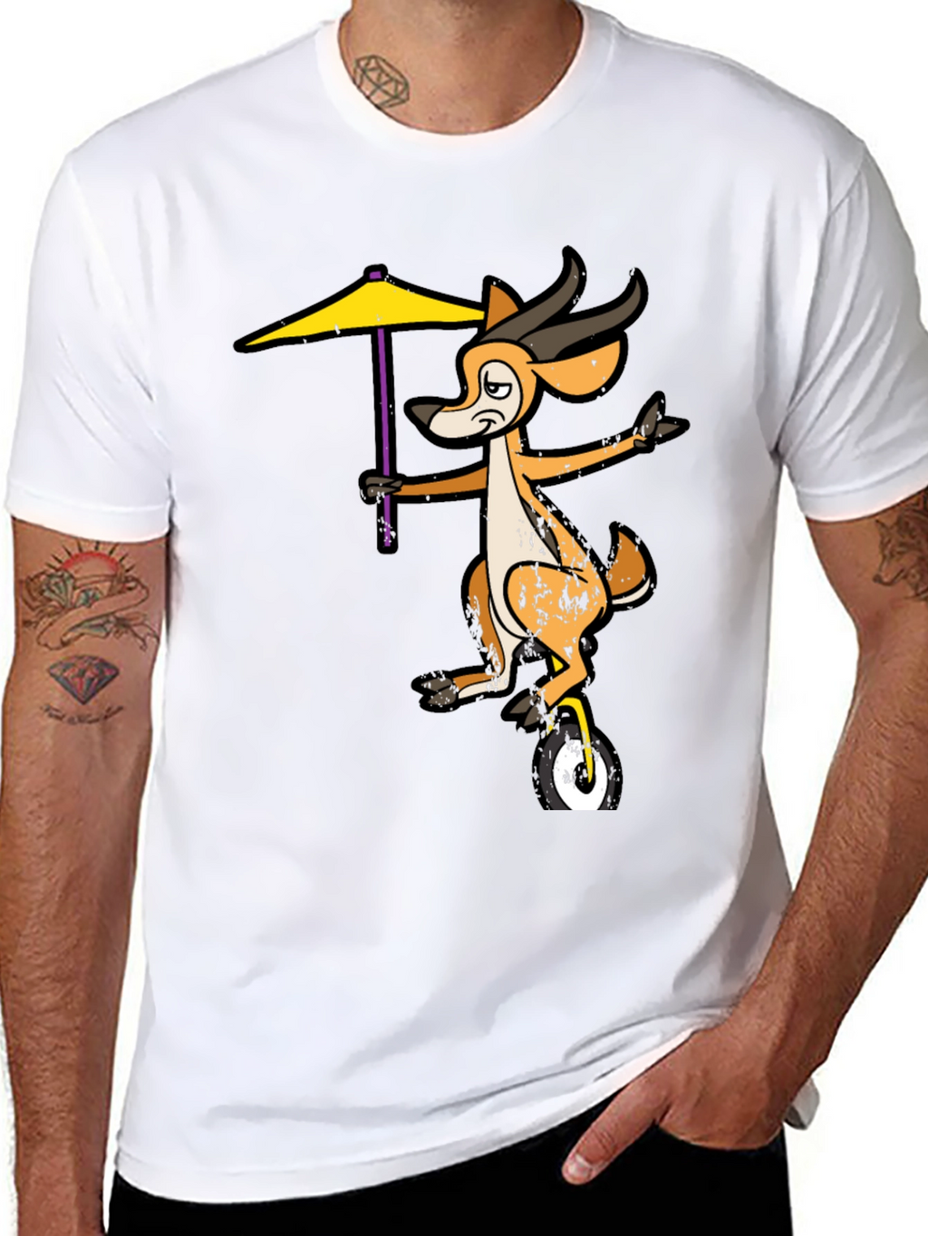 Funny Deer Unicycle Graphic Tee