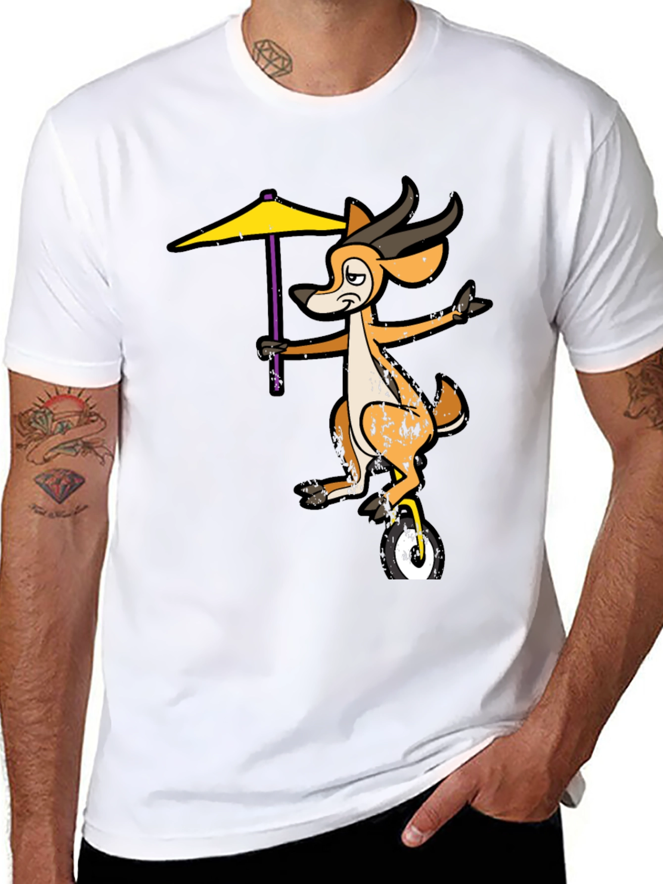 Funny Deer Unicycle Graphic Tee