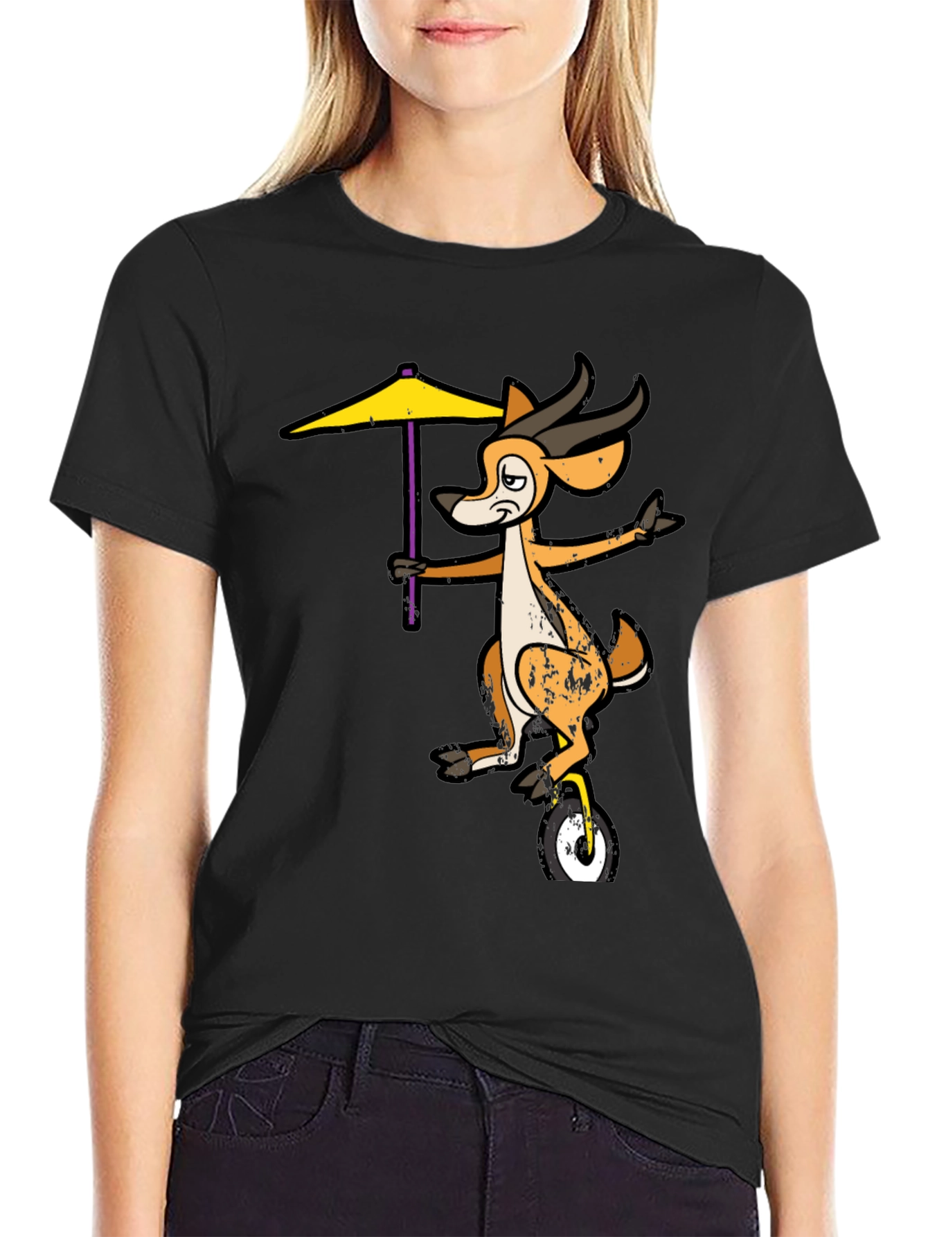 Funny Deer Unicycle Graphic Tee