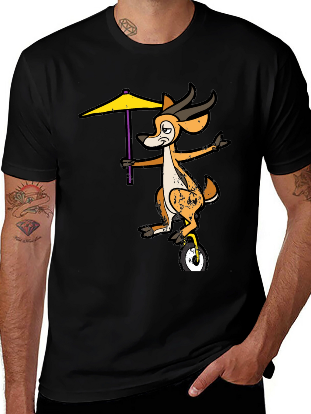 Funny Deer Unicycle Graphic Tee