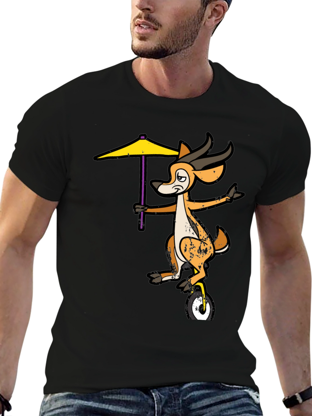 Funny Deer Unicycle Graphic Tee