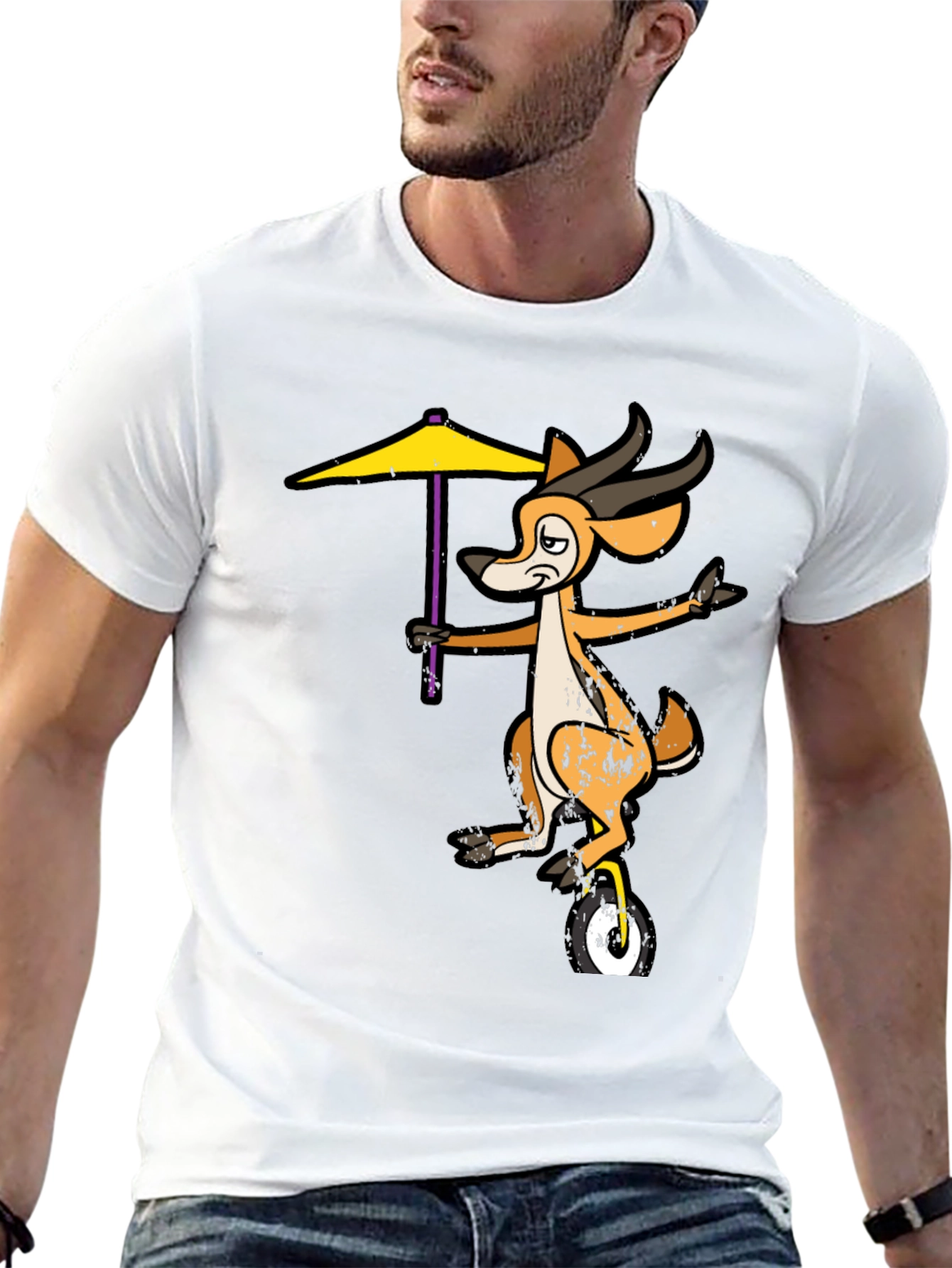Funny Deer Unicycle Graphic Tee