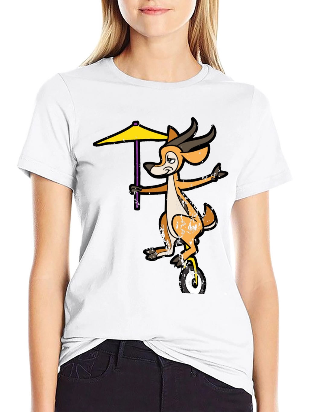 Funny Deer Unicycle Graphic Tee