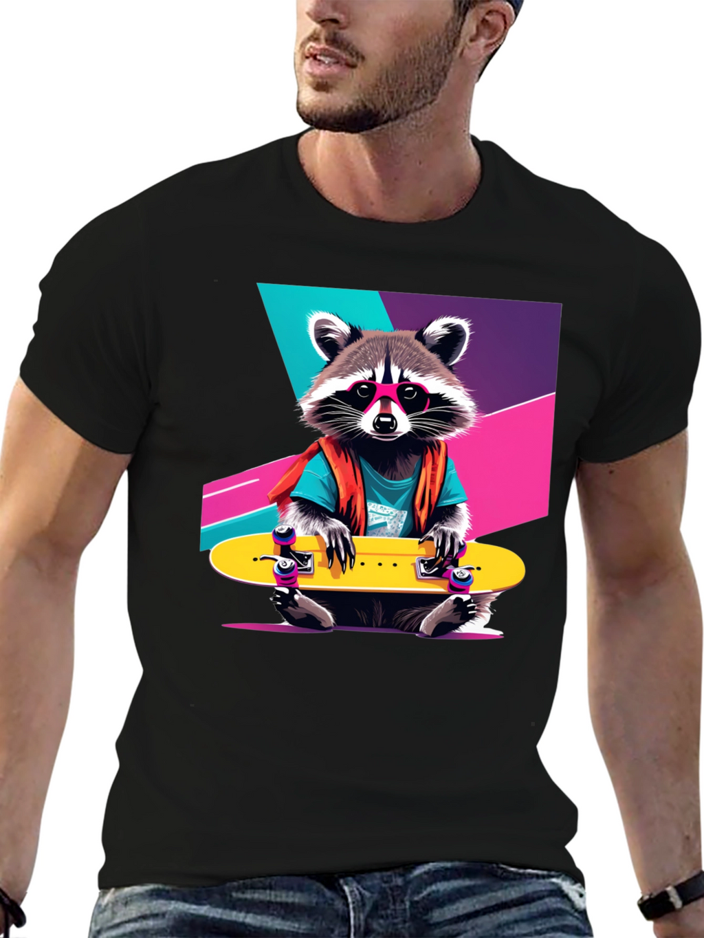 Rad Raccoon Skateboard T-Shirt