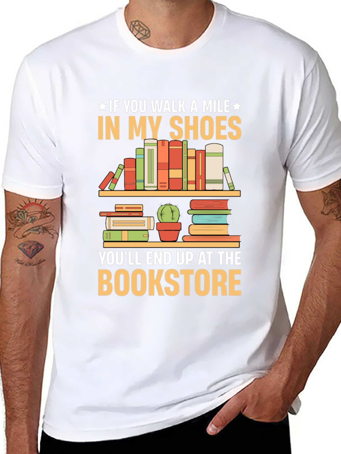 Book Lover T-Shirt: Walk A Mile To The Bookstore