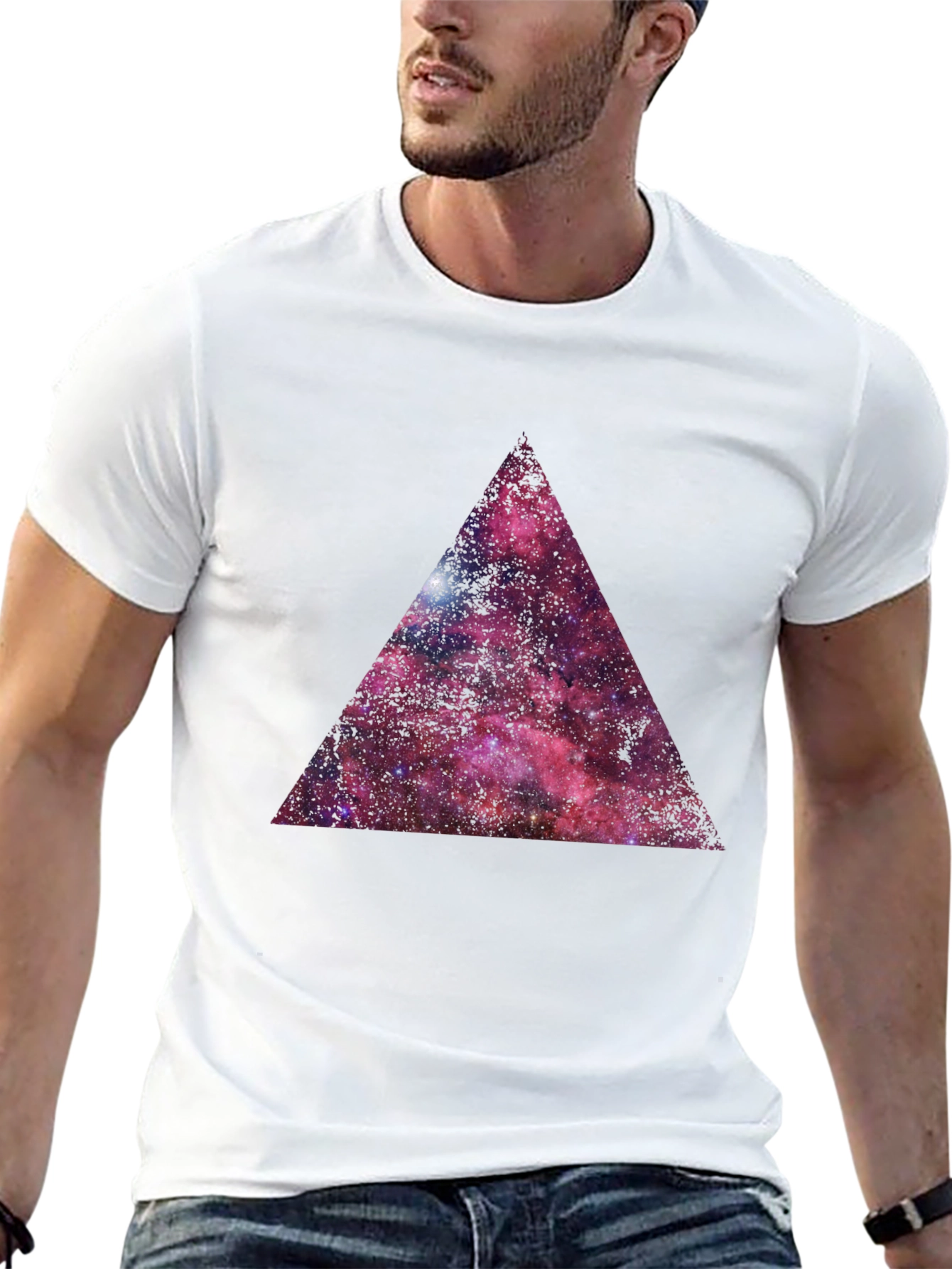 Galaxy Triangle Graphic T-Shirt - Black