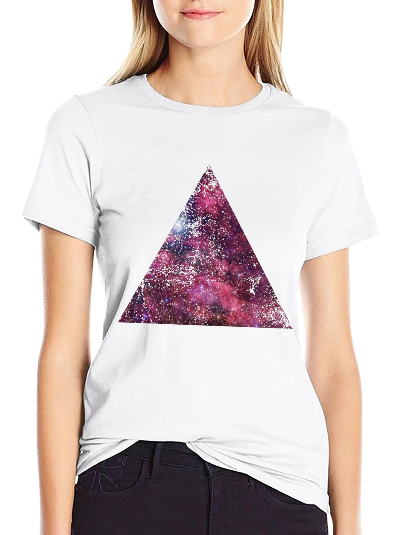 Galaxy Triangle Graphic T-Shirt - Black