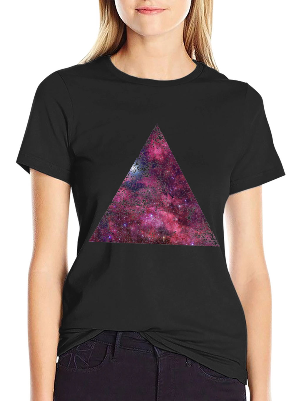 Galaxy Triangle Graphic T-Shirt - Black