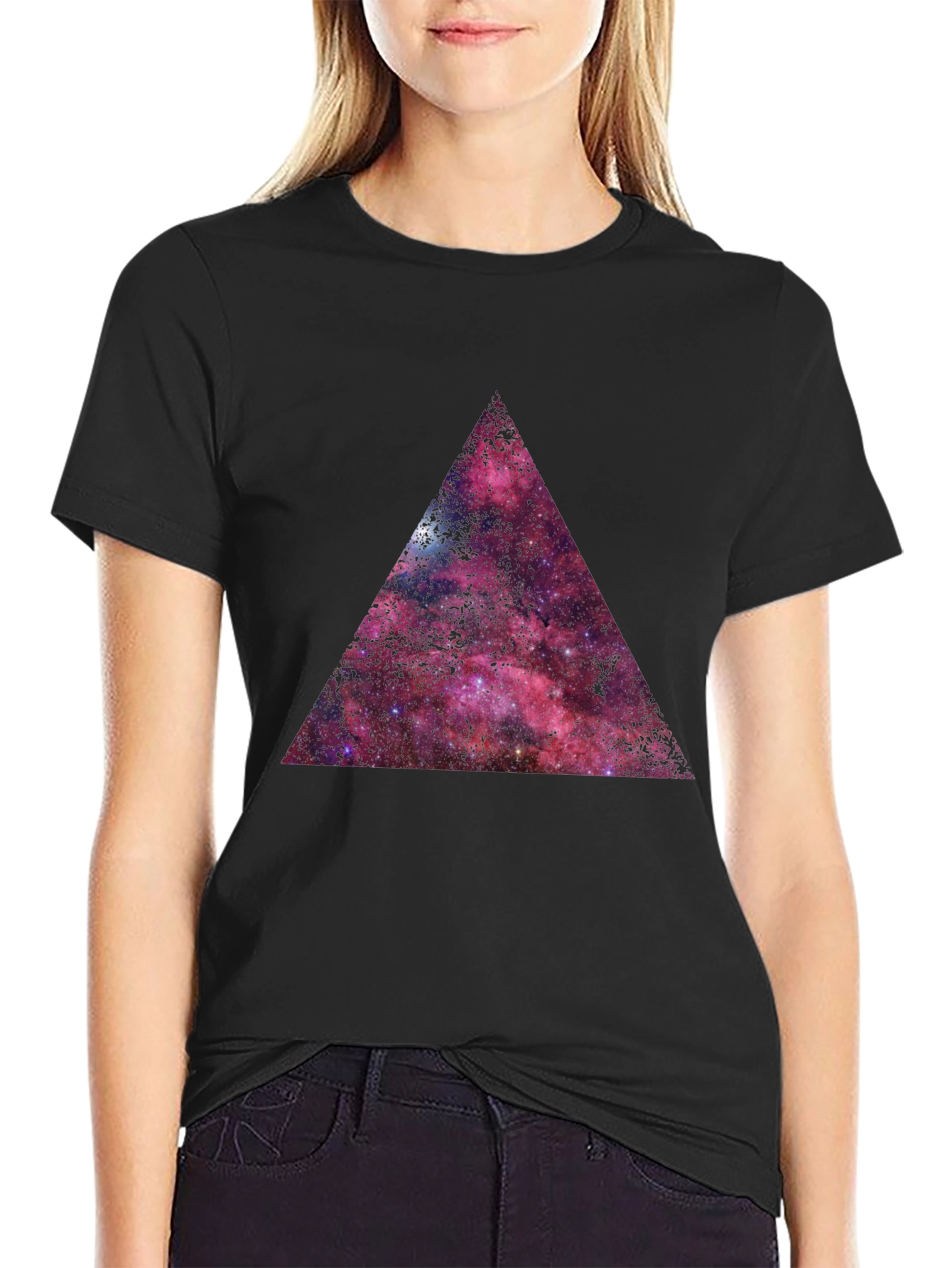 Galaxy Triangle Graphic T-Shirt - Black