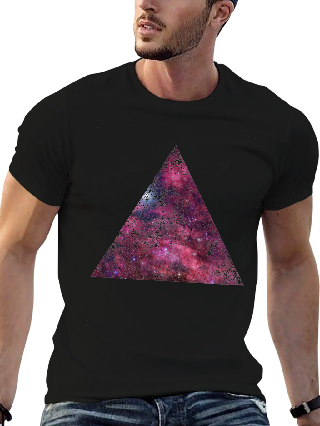 Galaxy Triangle Graphic T-Shirt - Black