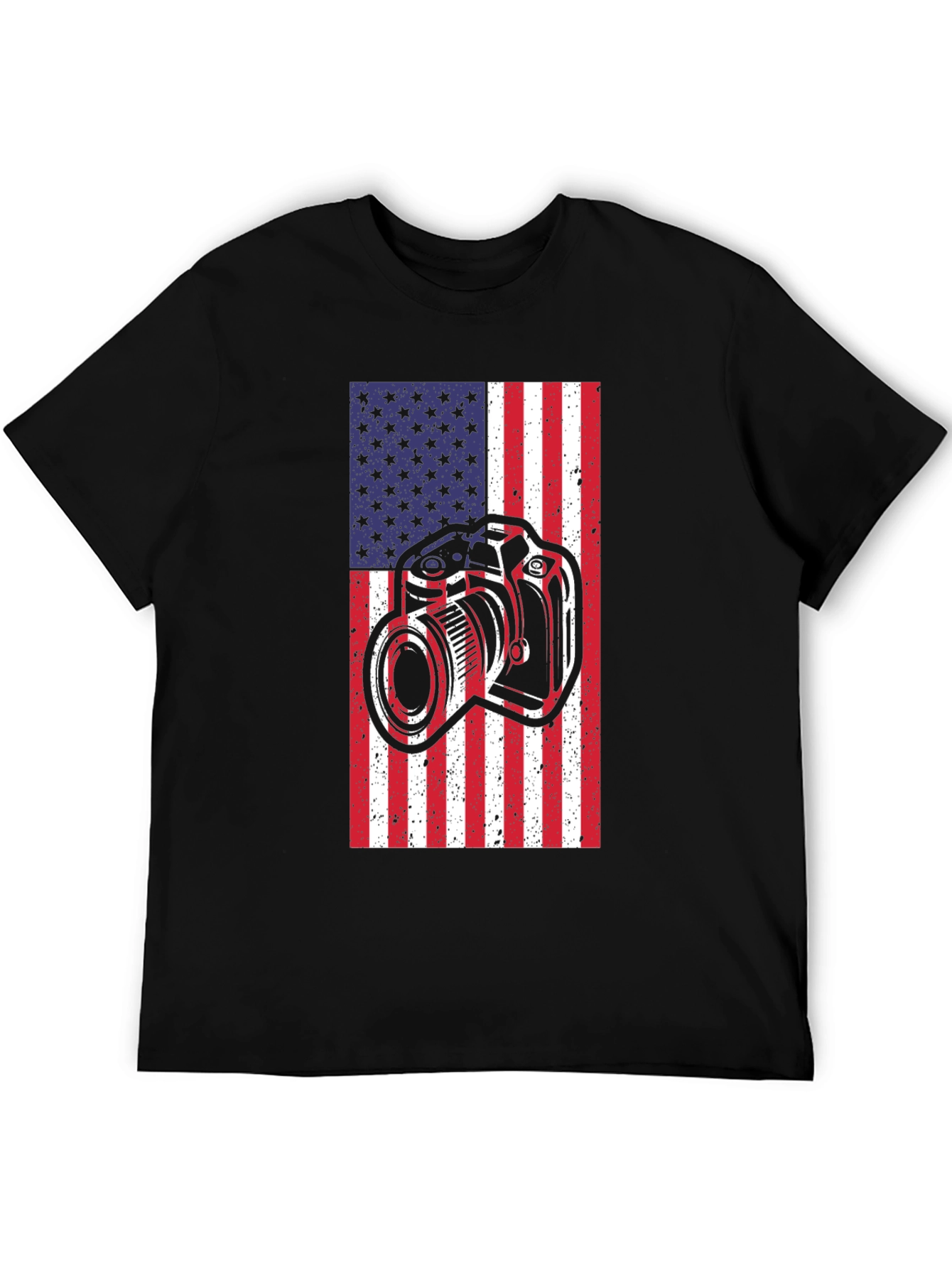 American Flag Camera Graphic T-Shirt