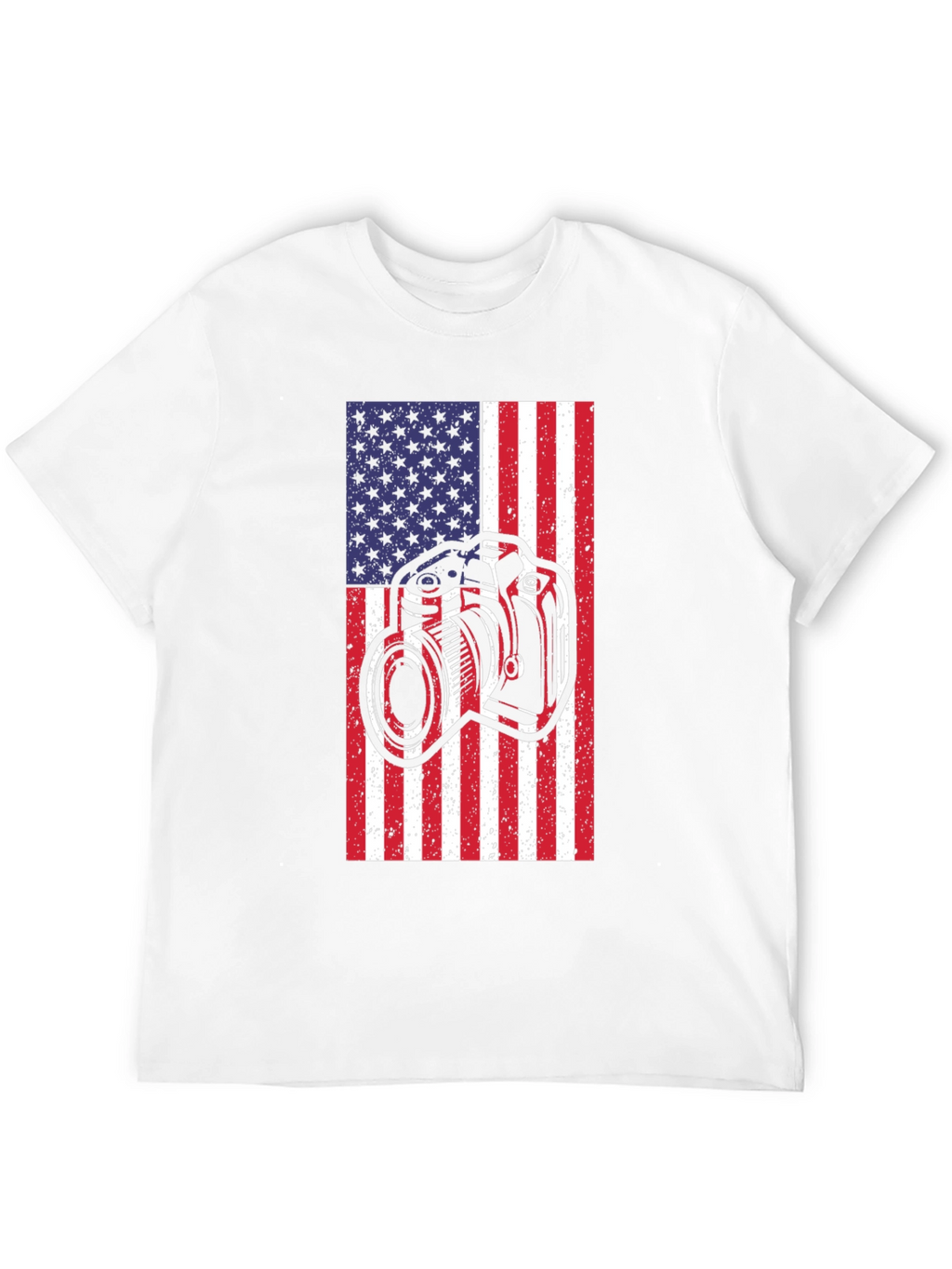 American Flag Camera Graphic T-Shirt