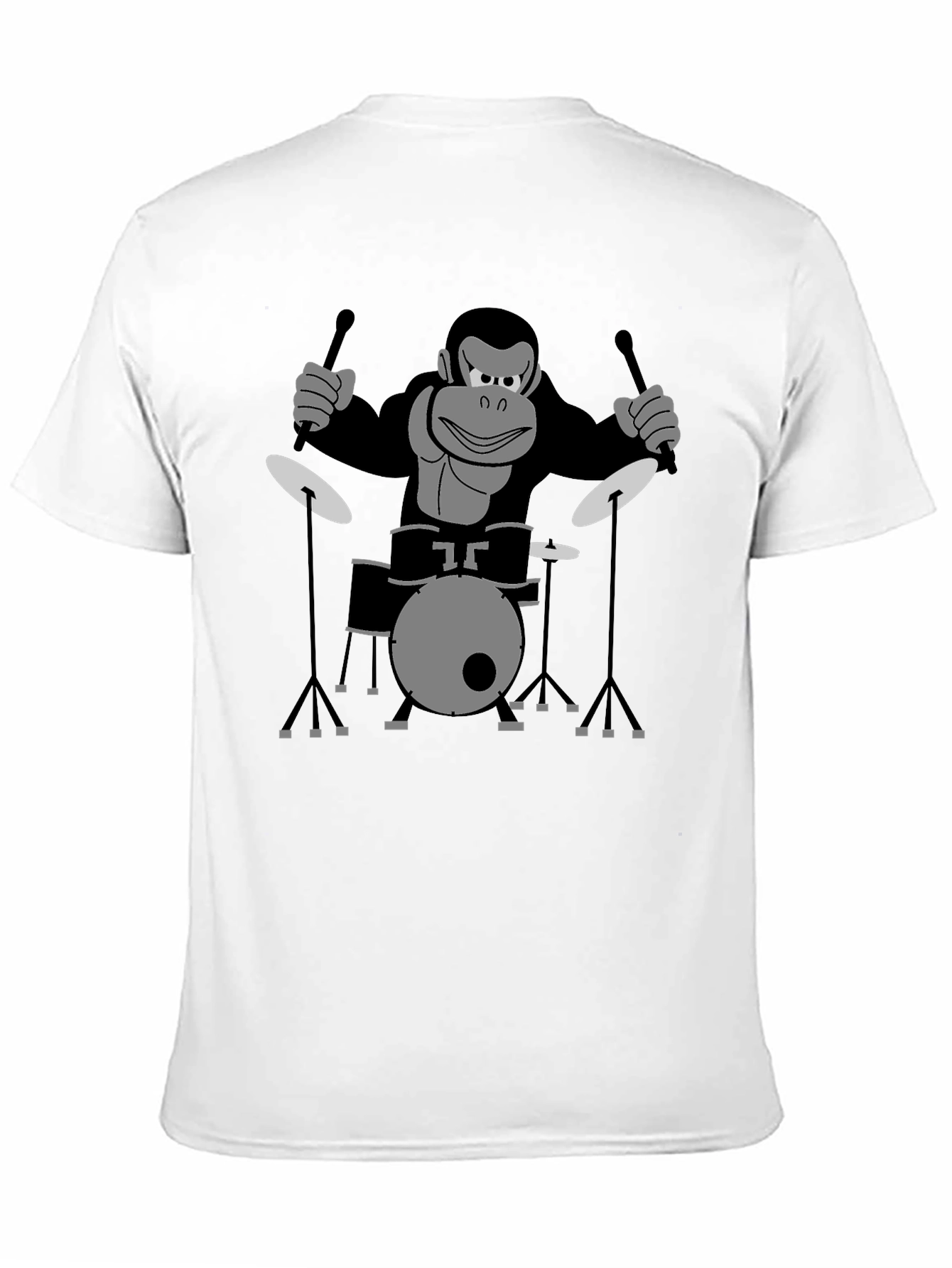 Monkey Drummer T-Shirt - Black Cotton Tee