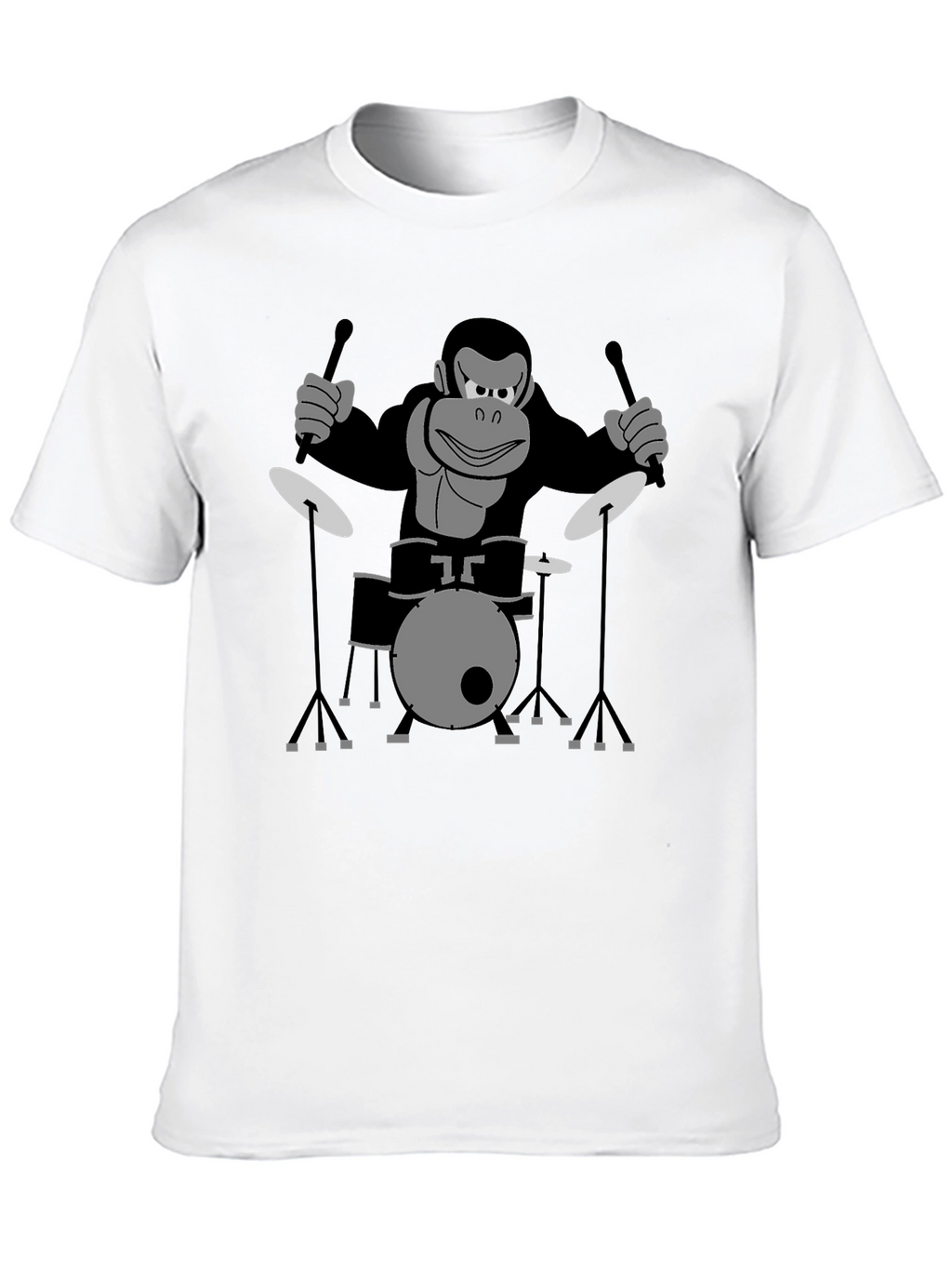 Monkey Drummer T-Shirt - Black Cotton Tee