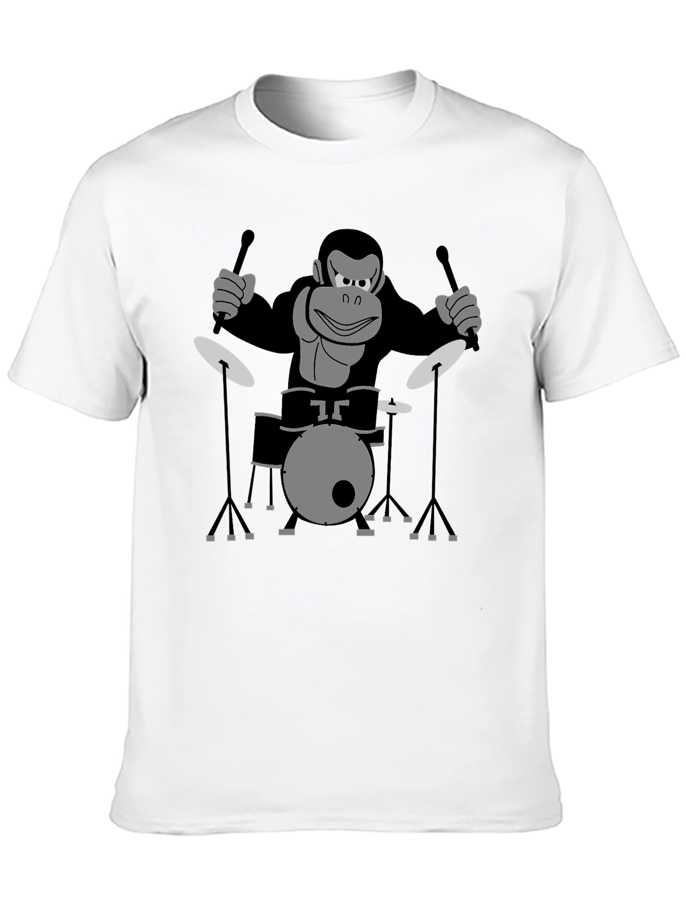 Monkey Drummer T-Shirt - Black Cotton Tee