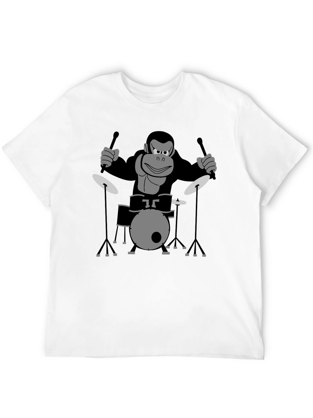 Monkey Drummer T-Shirt - Black Cotton Tee