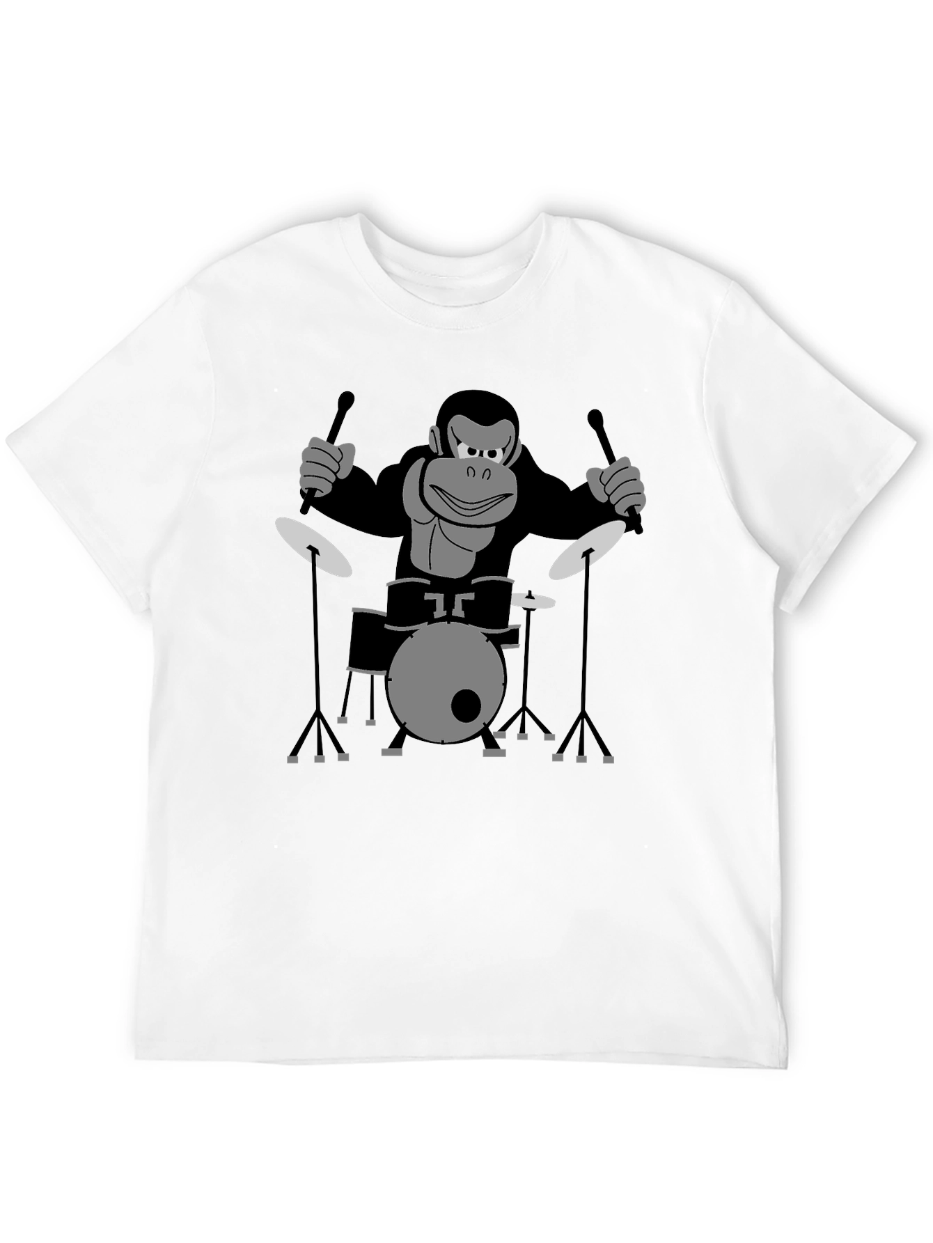 Monkey Drummer T-Shirt - Black Cotton Tee
