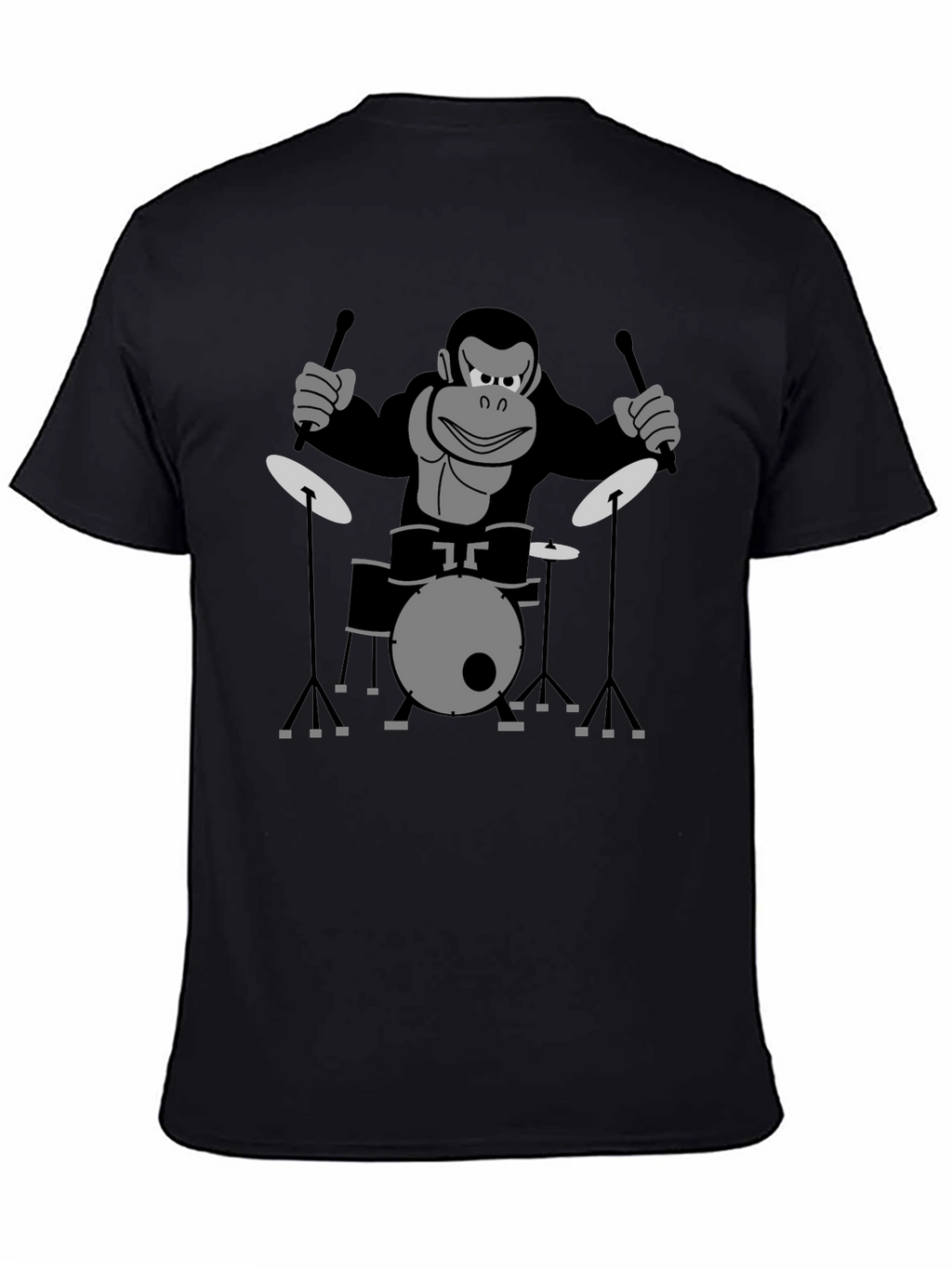 Monkey Drummer T-Shirt - Black Cotton Tee