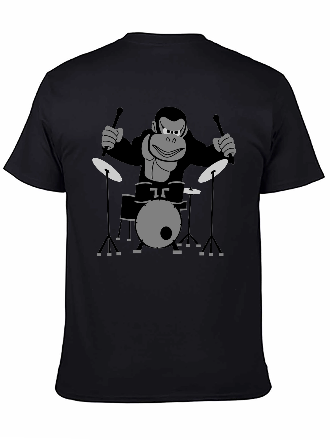 Monkey Drummer T-Shirt - Black Cotton Tee