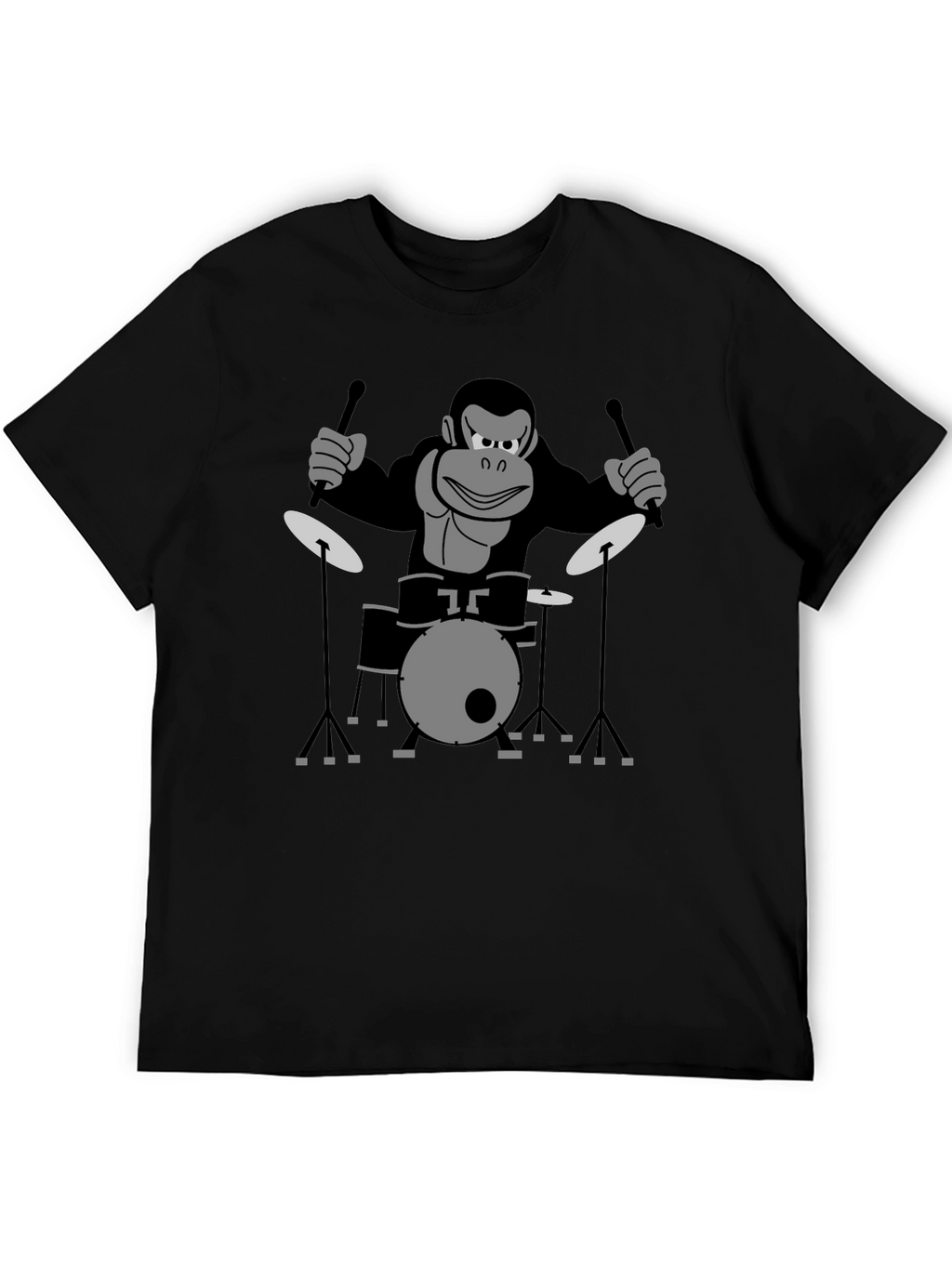 Monkey Drummer T-Shirt - Black Cotton Tee