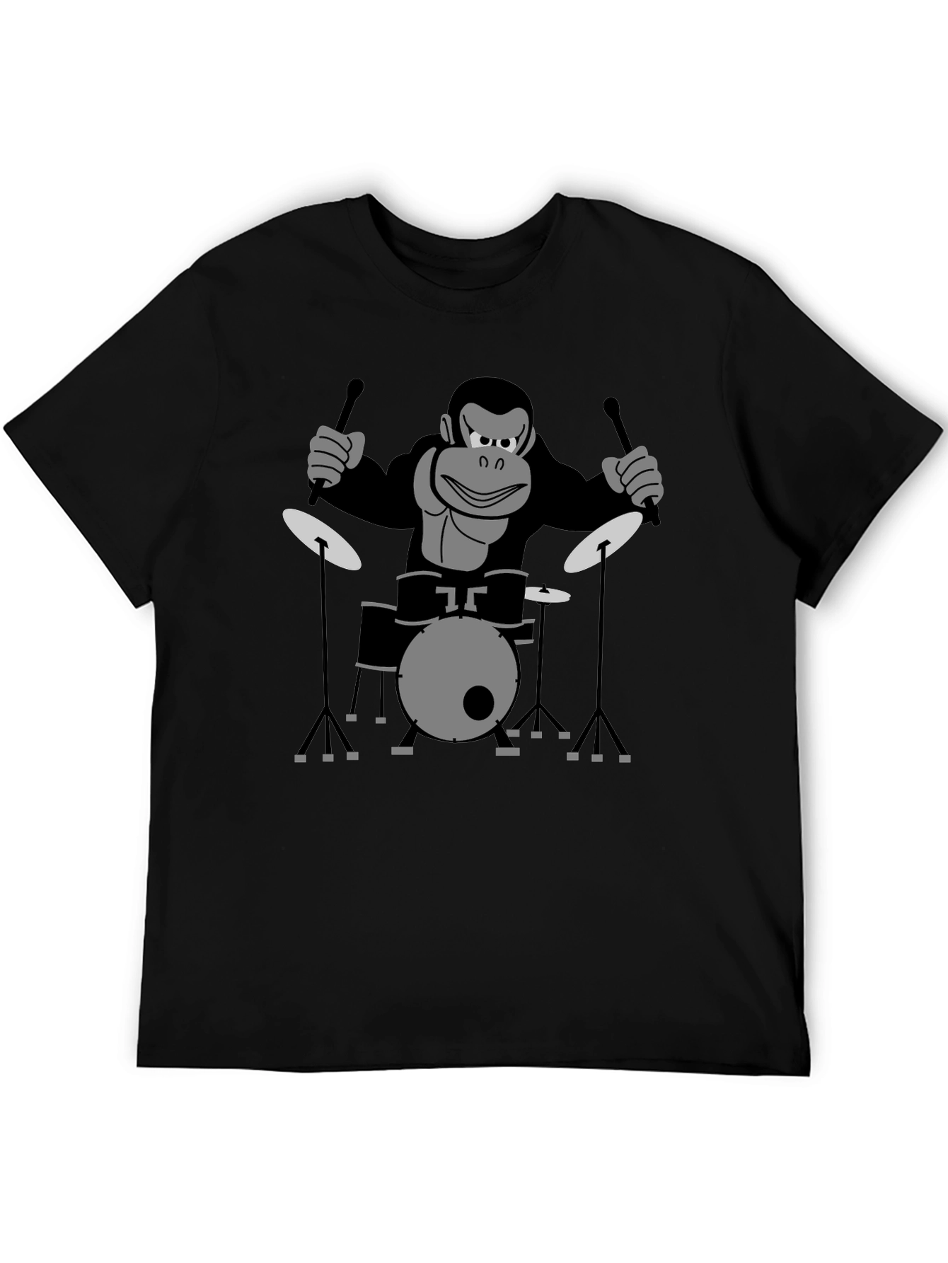 Monkey Drummer T-Shirt - Black Cotton Tee