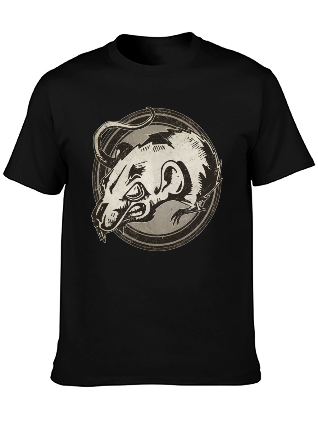Rat Graphic Print Black T-Shirt