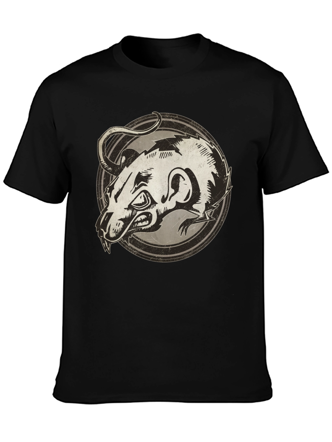 Rat Graphic Print Black T-Shirt