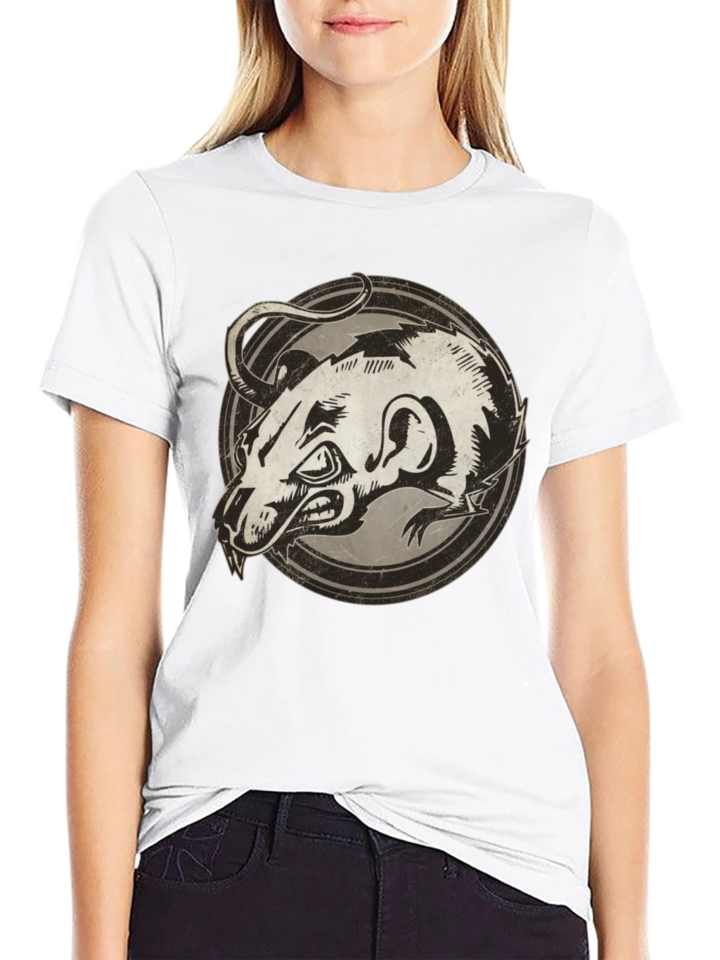 Rat Graphic Print Black T-Shirt