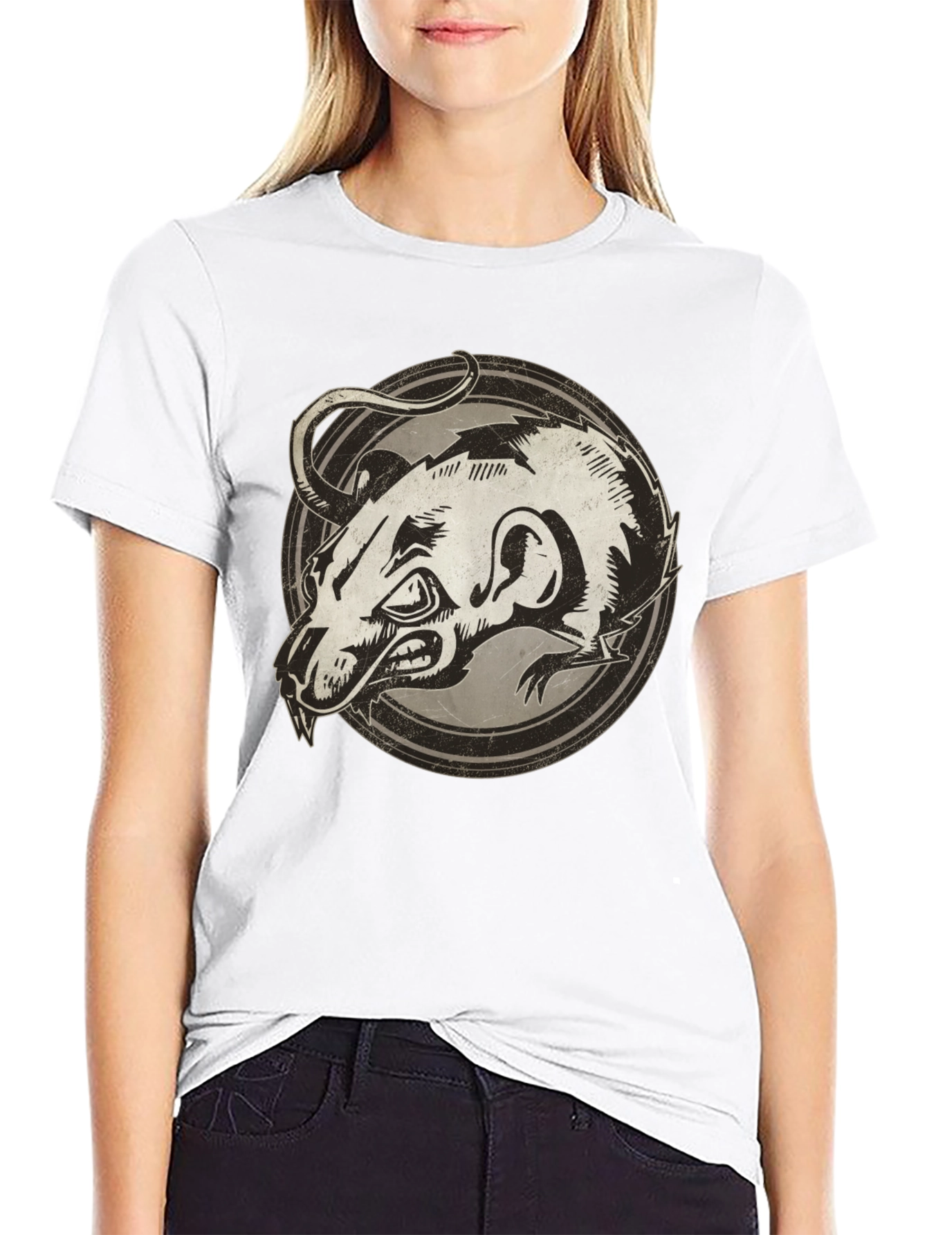 Rat Graphic Print Black T-Shirt