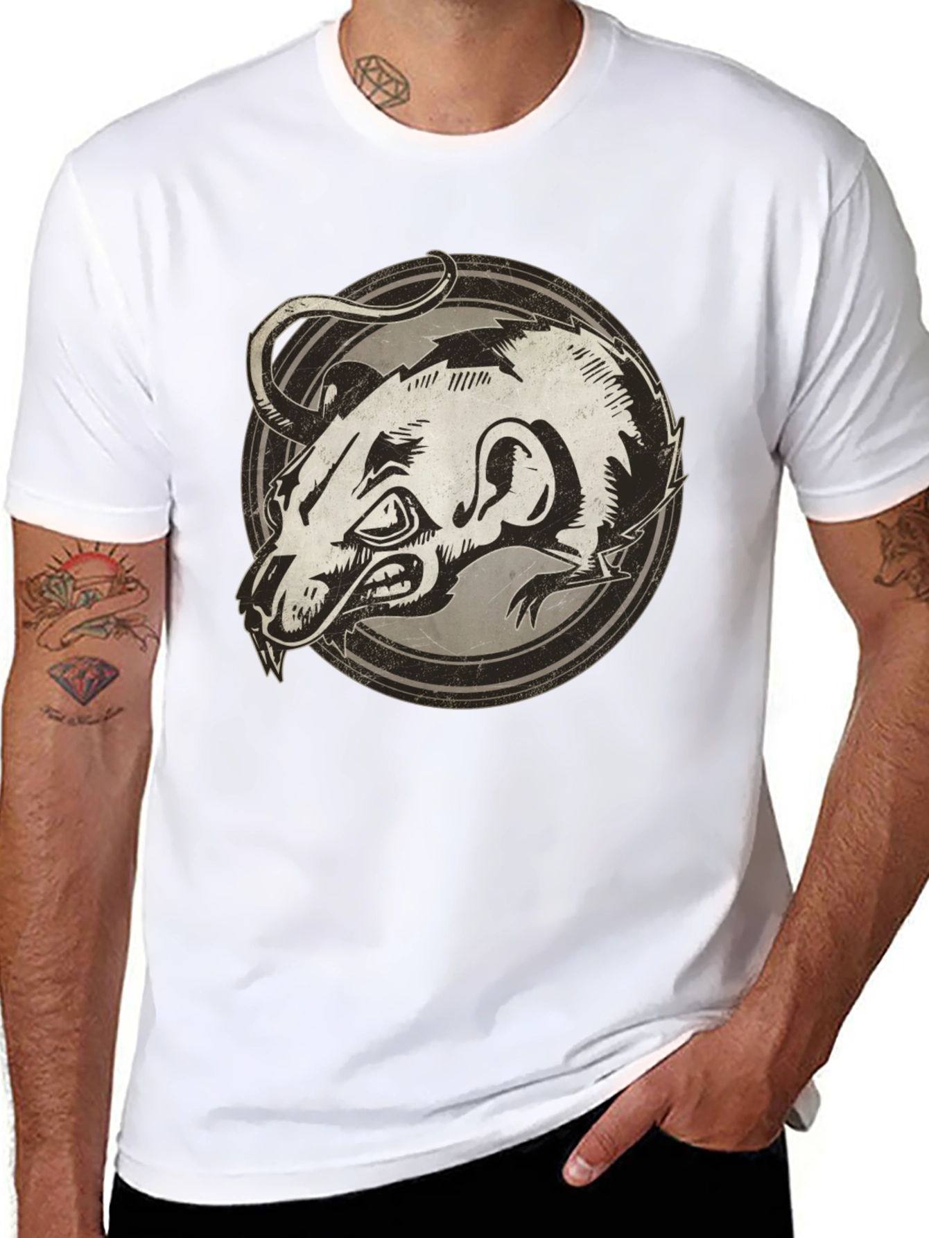Rat Graphic Print Black T-Shirt
