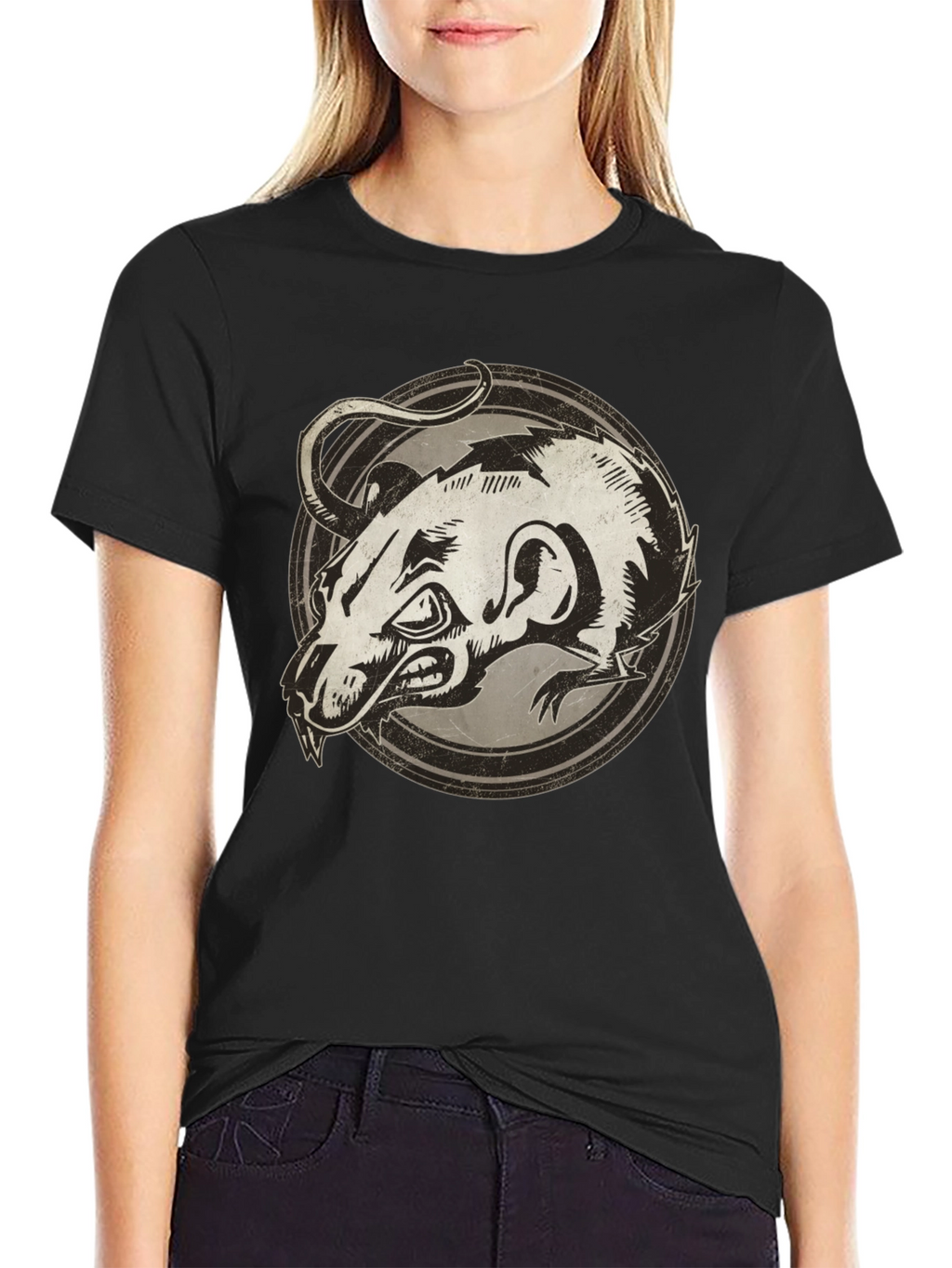 Rat Graphic Print Black T-Shirt