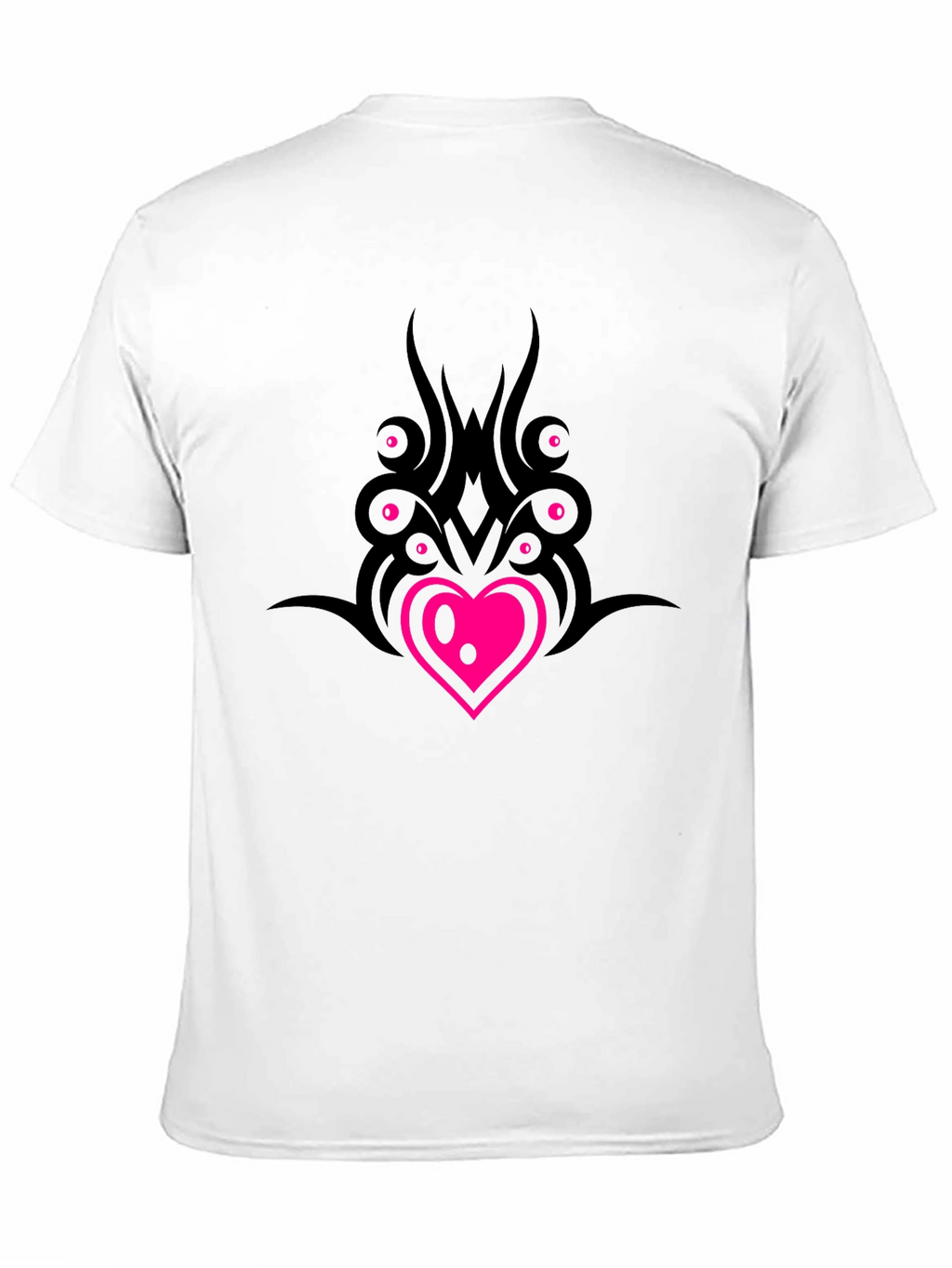 Black T-Shirt with Heart & Tribal Design