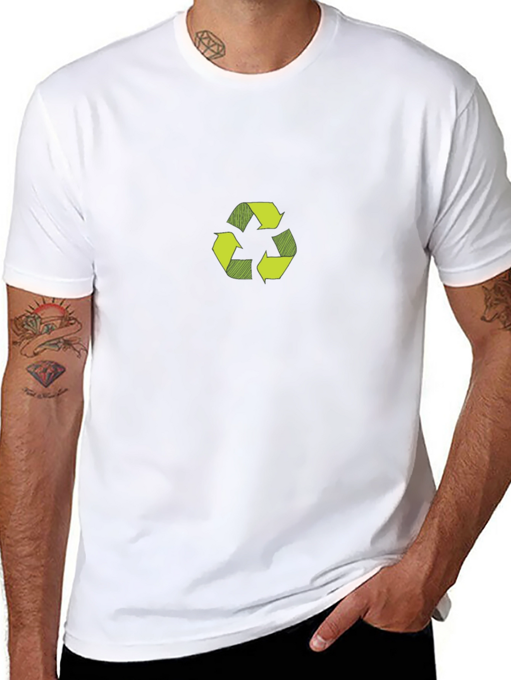 Eco-Friendly Black T-Shirt with Recycle Symbol