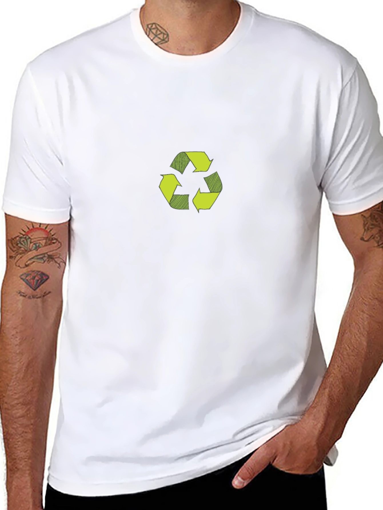 Eco-Friendly Black T-Shirt with Recycle Symbol