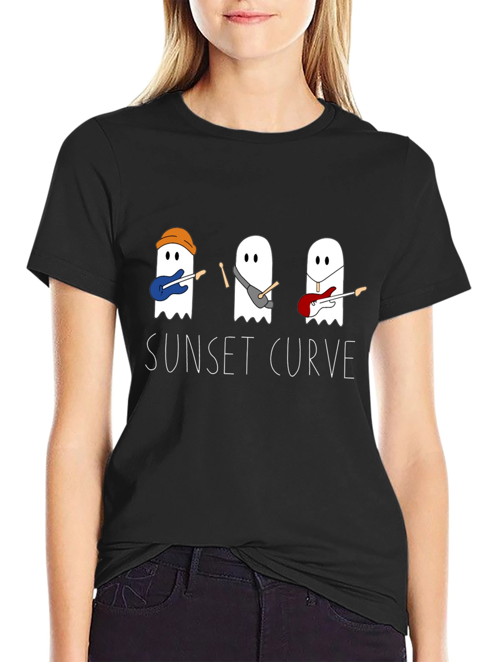 Sunset Curve Ghost Band Black T-Shirt