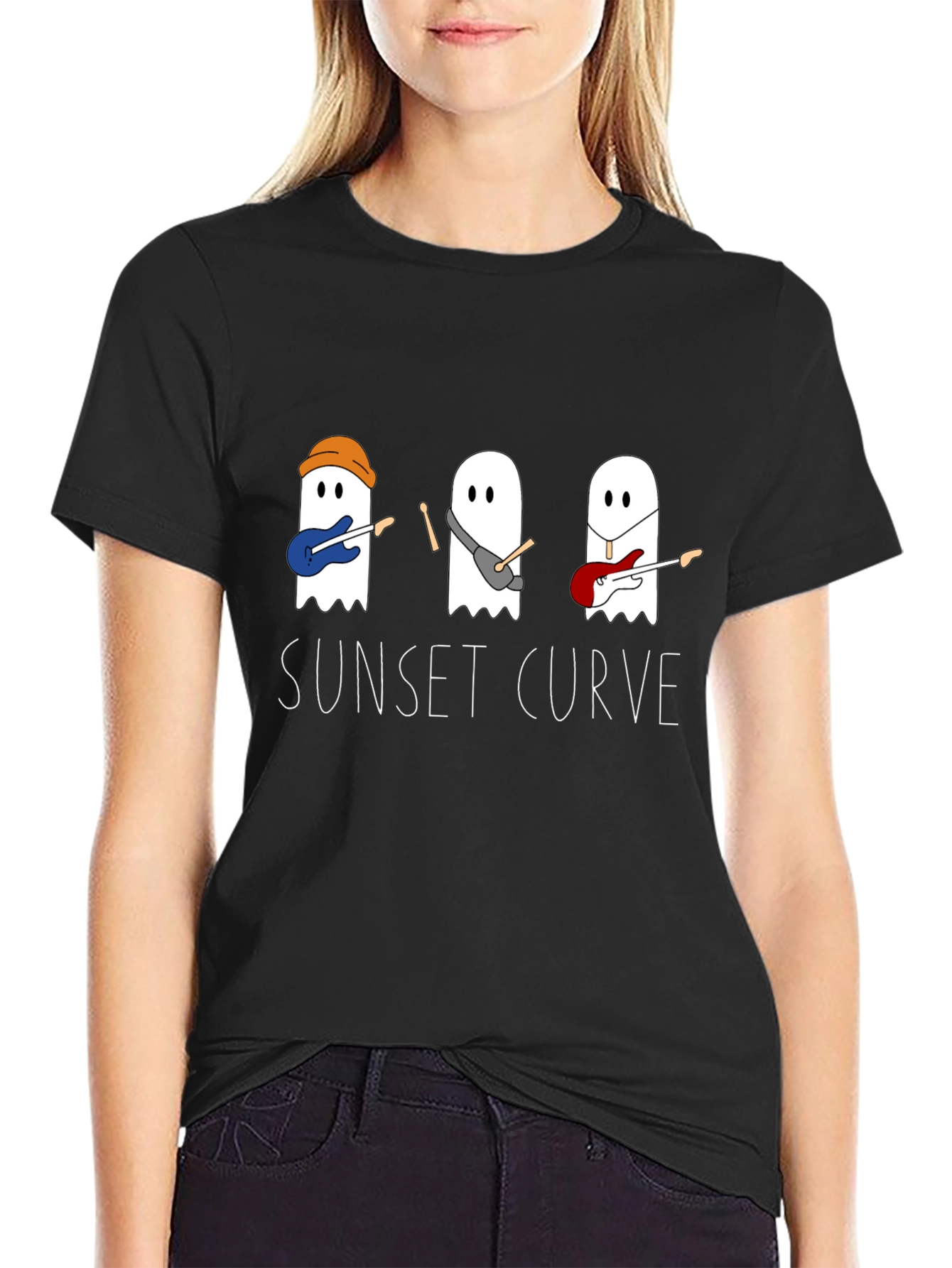 Sunset Curve Ghost Band Black T-Shirt