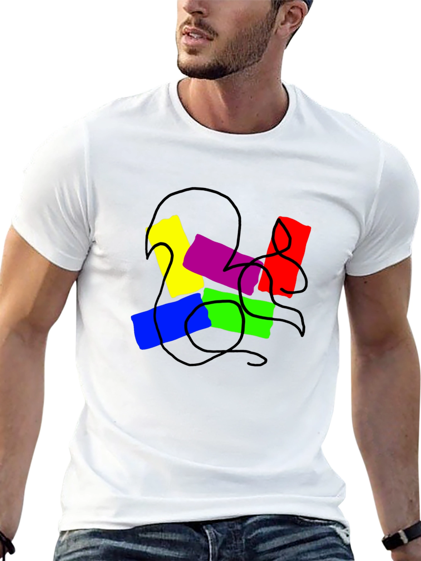 Abstract Colorful Graphic Print Black T-Shirt
