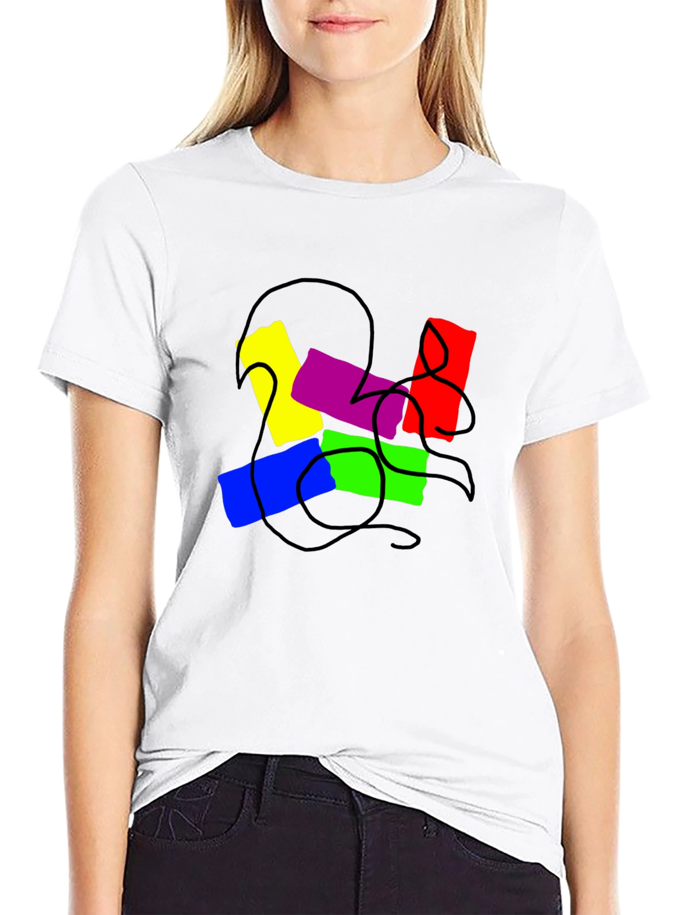 Abstract Colorful Graphic Print Black T-Shirt