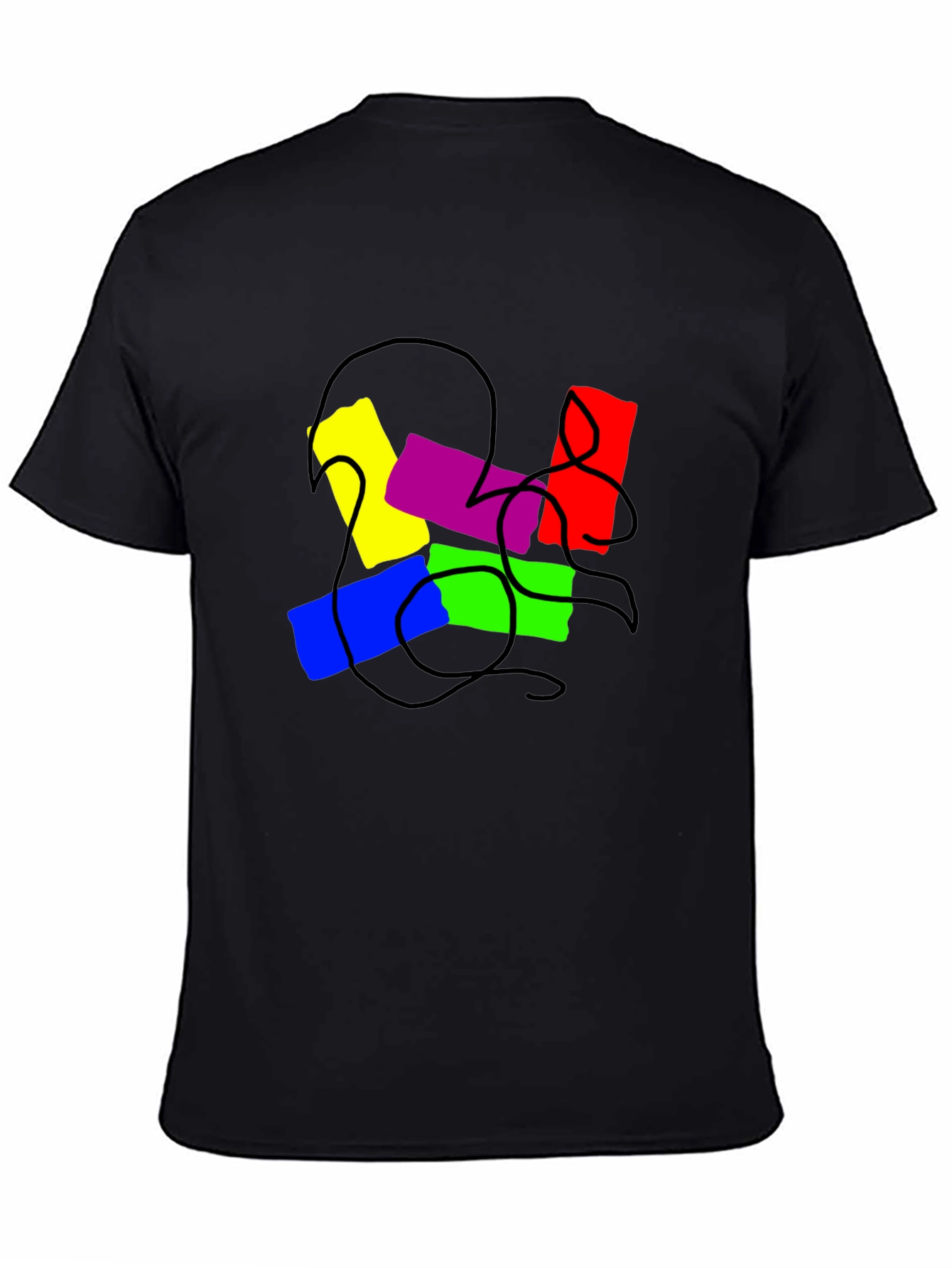 Abstract Colorful Graphic Print Black T-Shirt