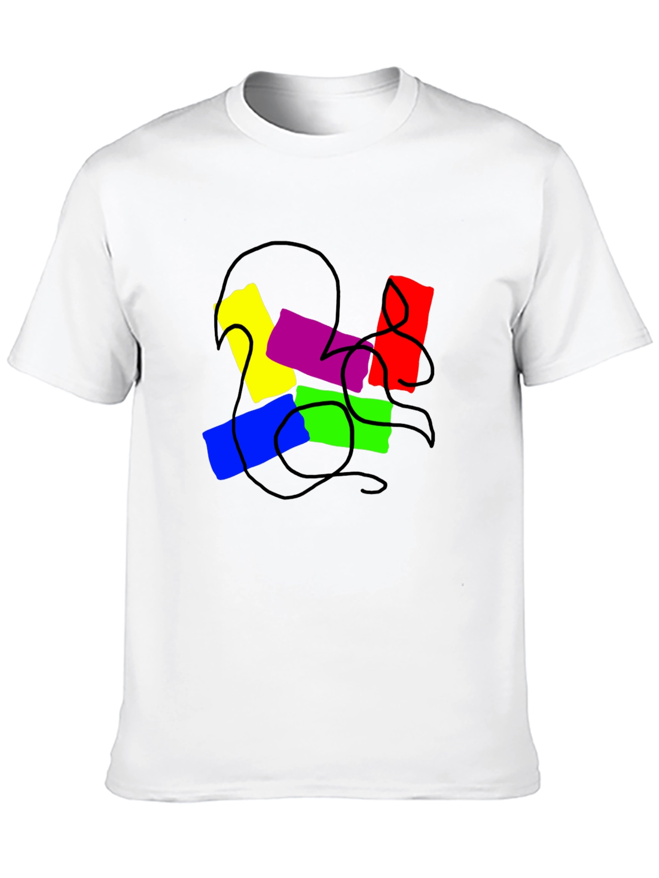 Abstract Colorful Graphic Print Black T-Shirt