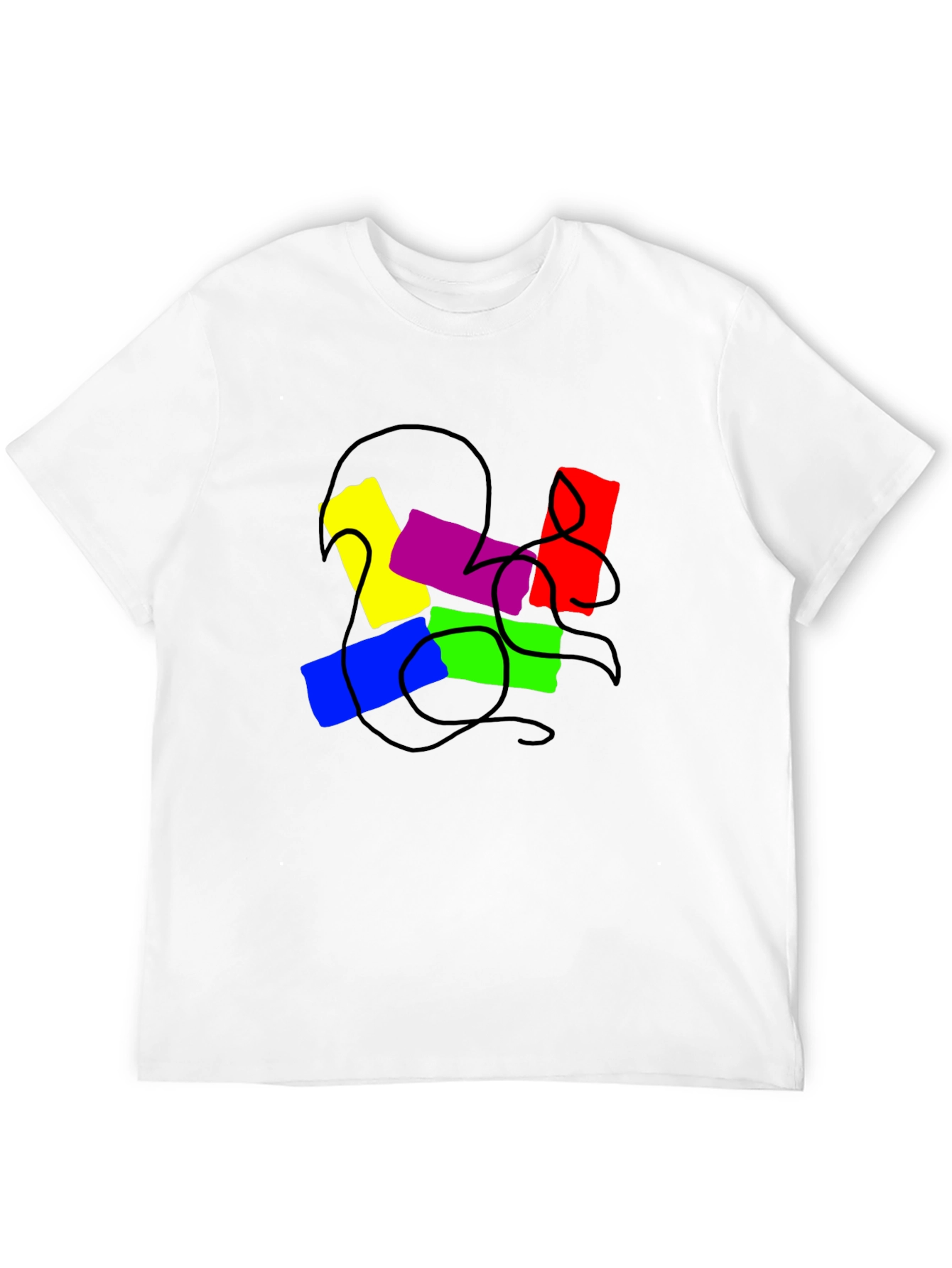 Abstract Colorful Graphic Print Black T-Shirt