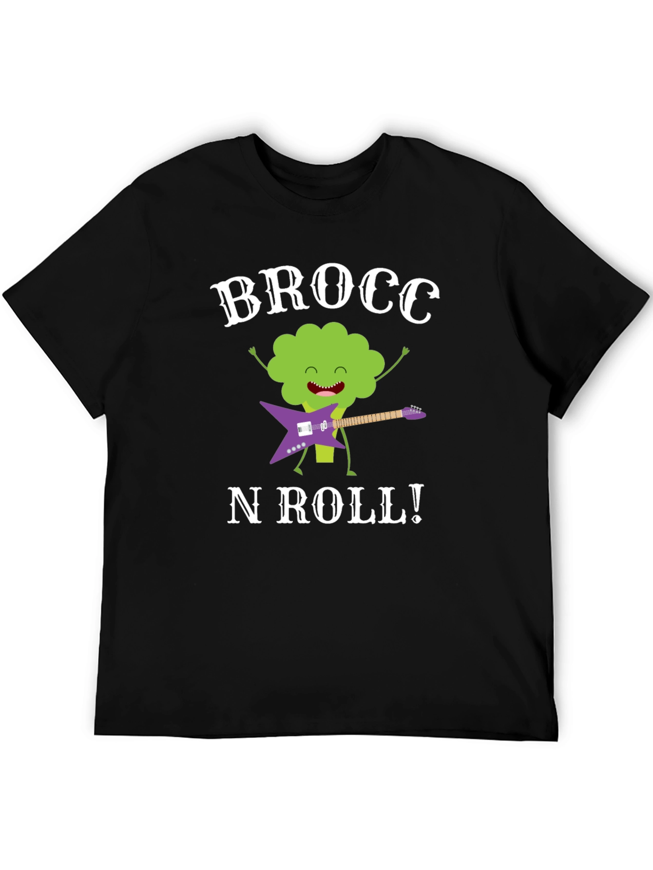 Brocc N Roll T-Shirt - Funny Broccoli Guitar Tee