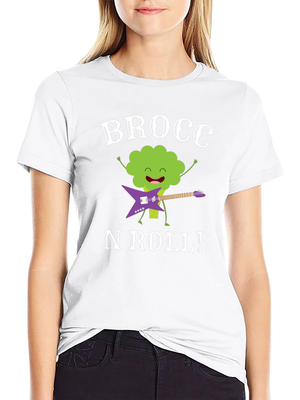 Brocc N Roll T-Shirt - Funny Broccoli Guitar Tee