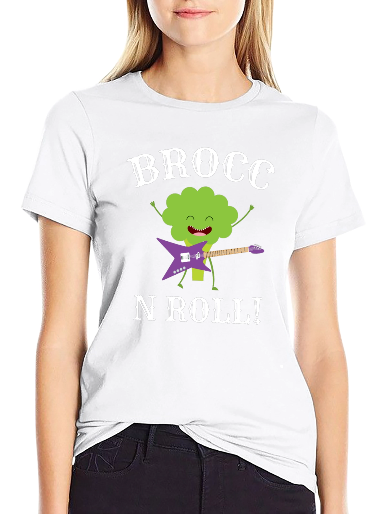 Brocc N Roll T-Shirt - Funny Broccoli Guitar Tee
